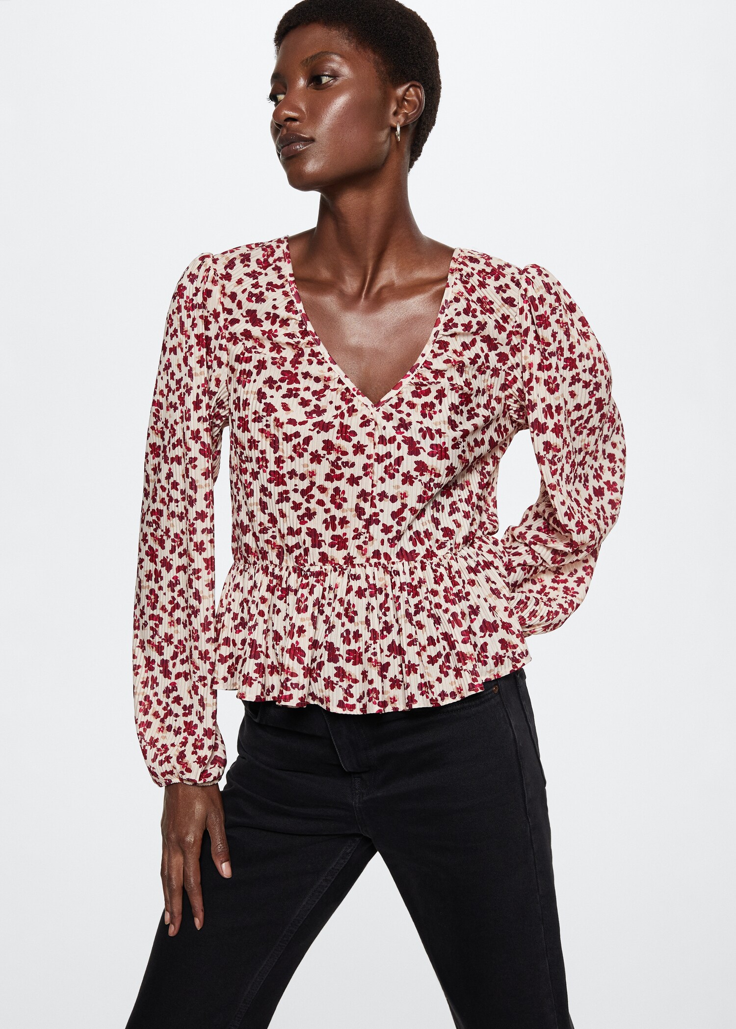 Blouse plissée imprimée - Plan moyen