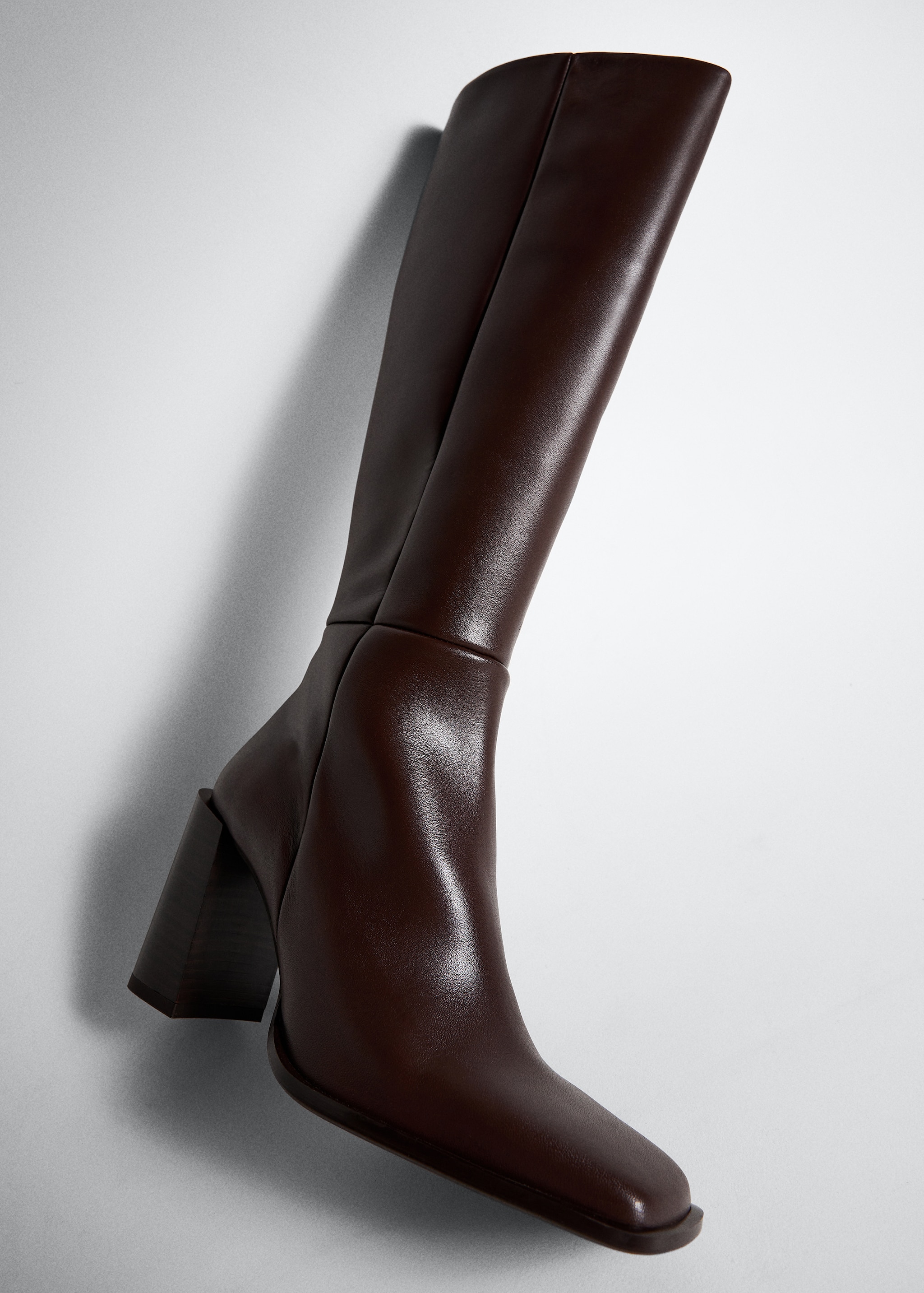 Square-toe leather boot Women MANGO Moldova - Main Image