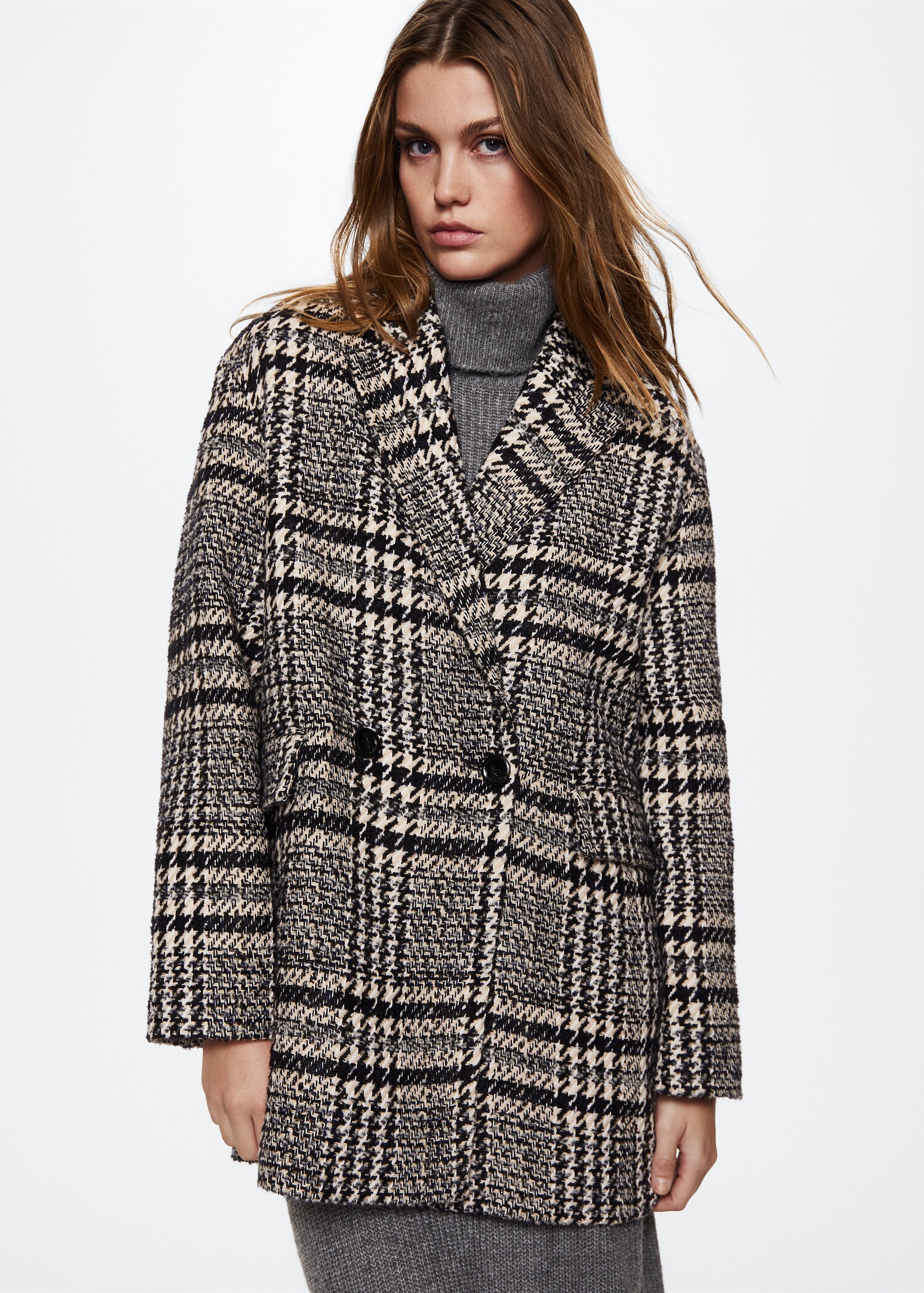 Checked tweed coat - Medium plane