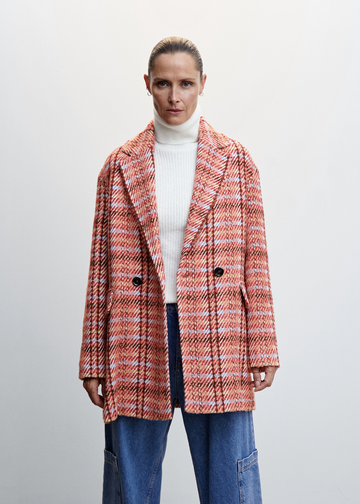 Checked tweed coat - Medium plane