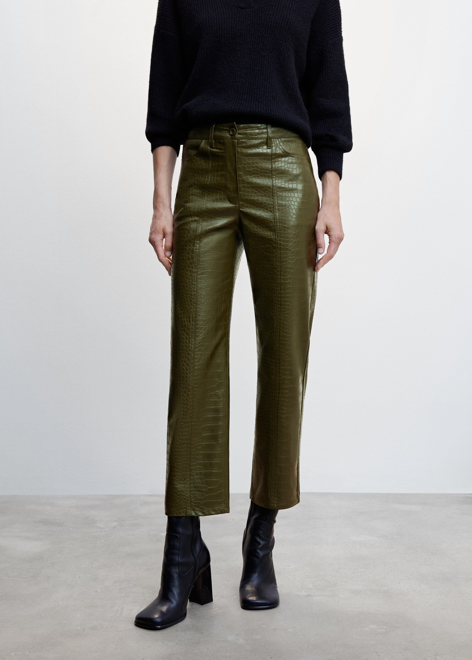 Crocodile faux-leather trousers - Medium plane