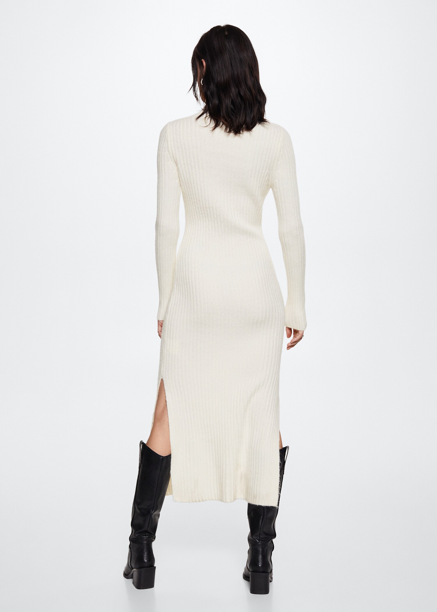 Vestido canalé cuello perkins - Reverso del artículo