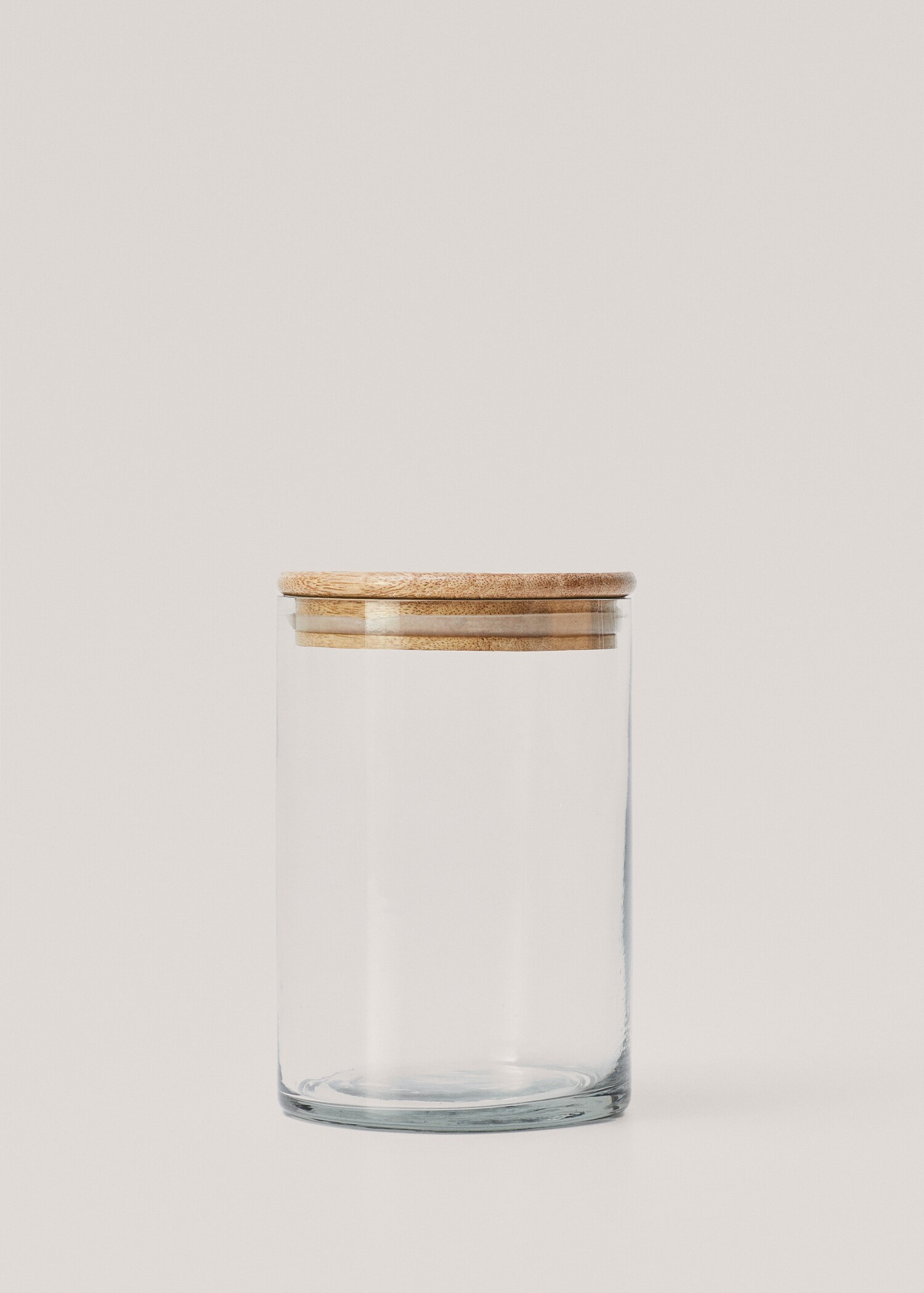 Bote cristal con tapa de madera 15x10cm - Artículo sin modelo