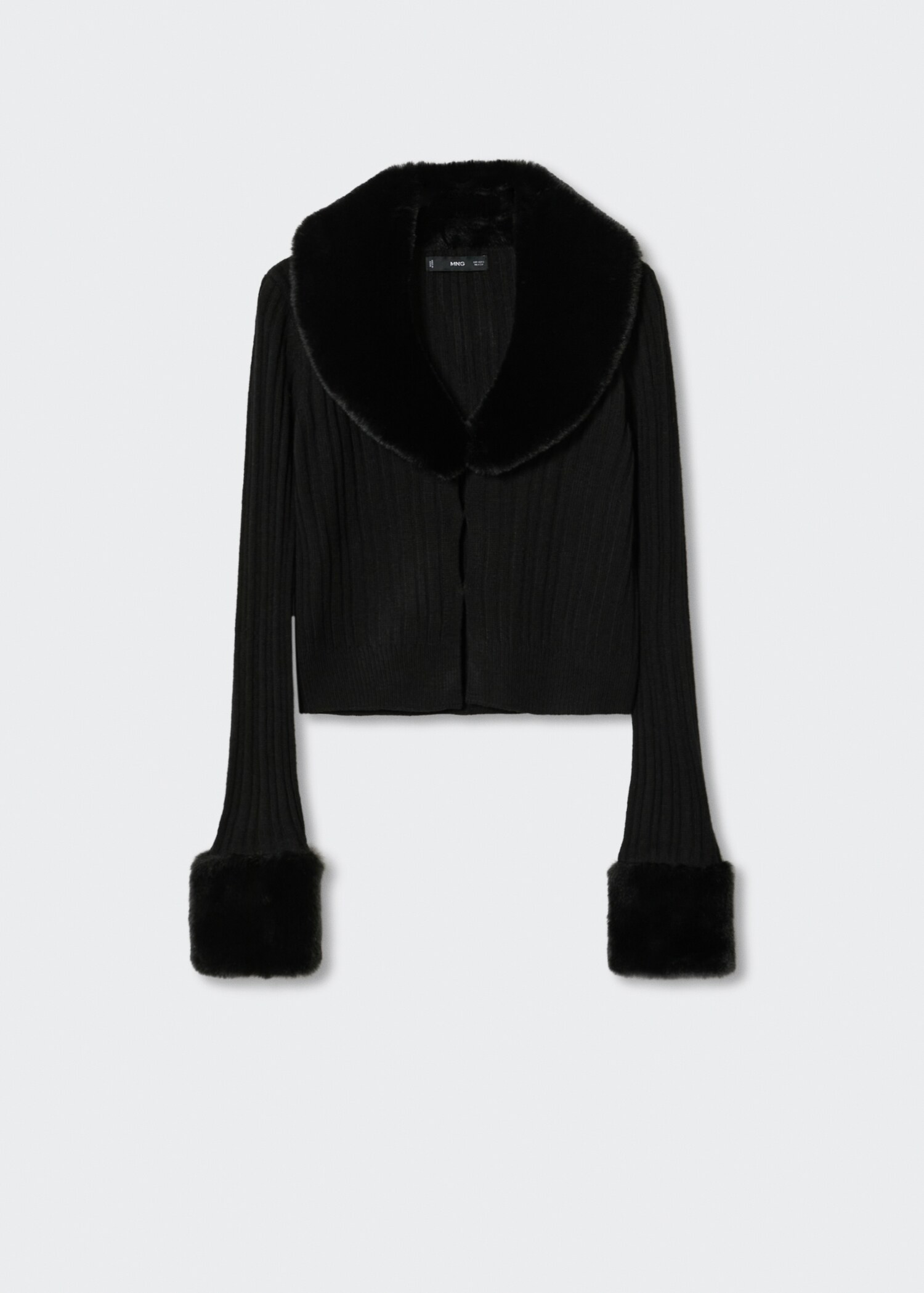 Cardigan detachable fur-effect collar  - Article without model