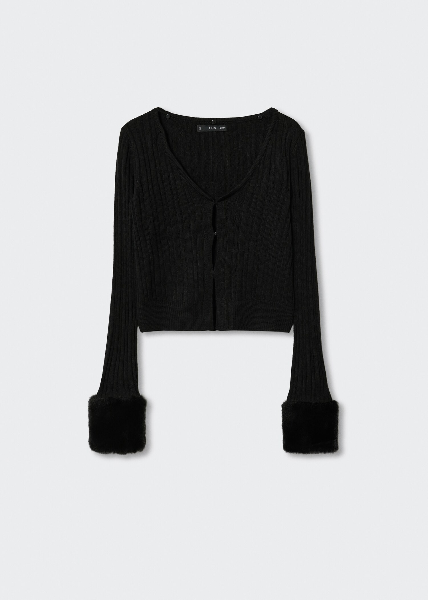 Cardigan detachable fur-effect collar  - Details of the article 8