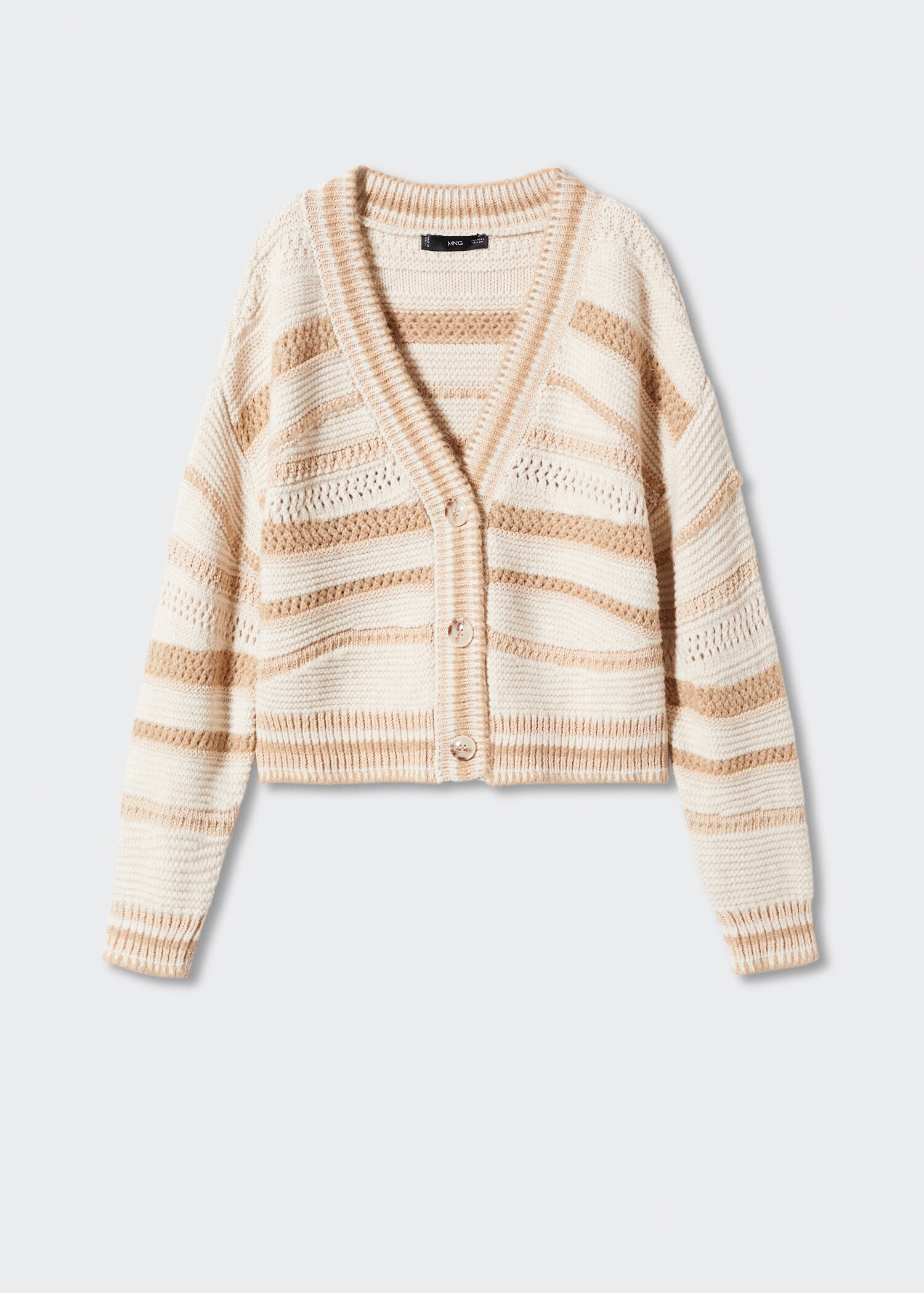 Cardigan de malha às riscas combinado - Artigo sem modelo