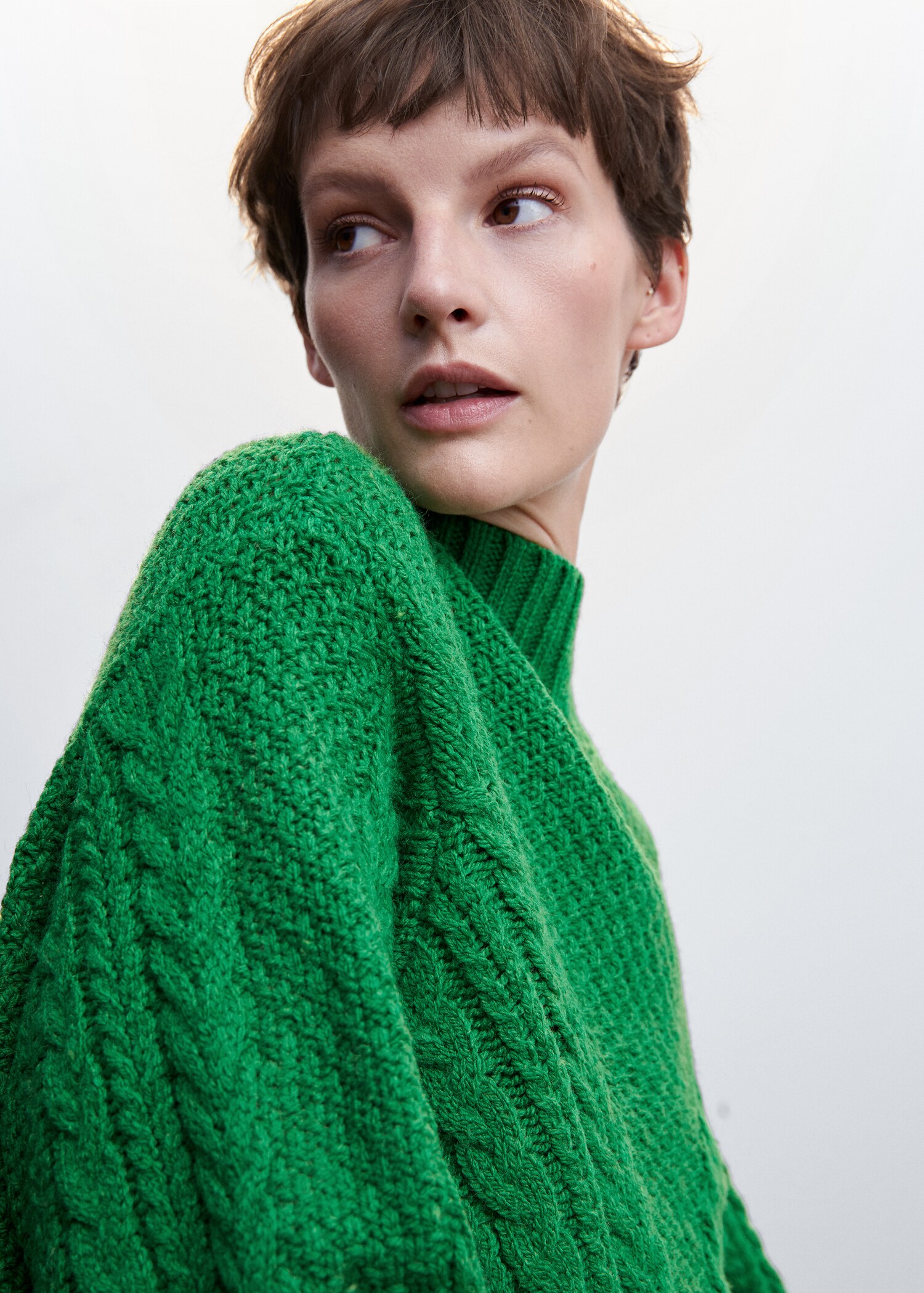 Braided sweater with perkins neck - Details of the article 1