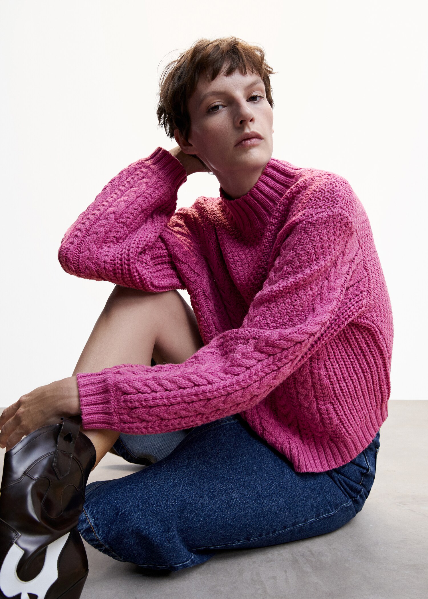 Braided sweater with perkins neck - Details of the article 2