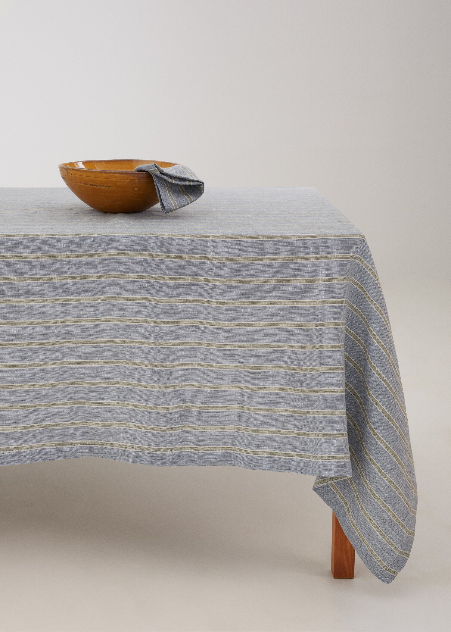 100% linen striped tablecloth 150x150cm - Medium plane