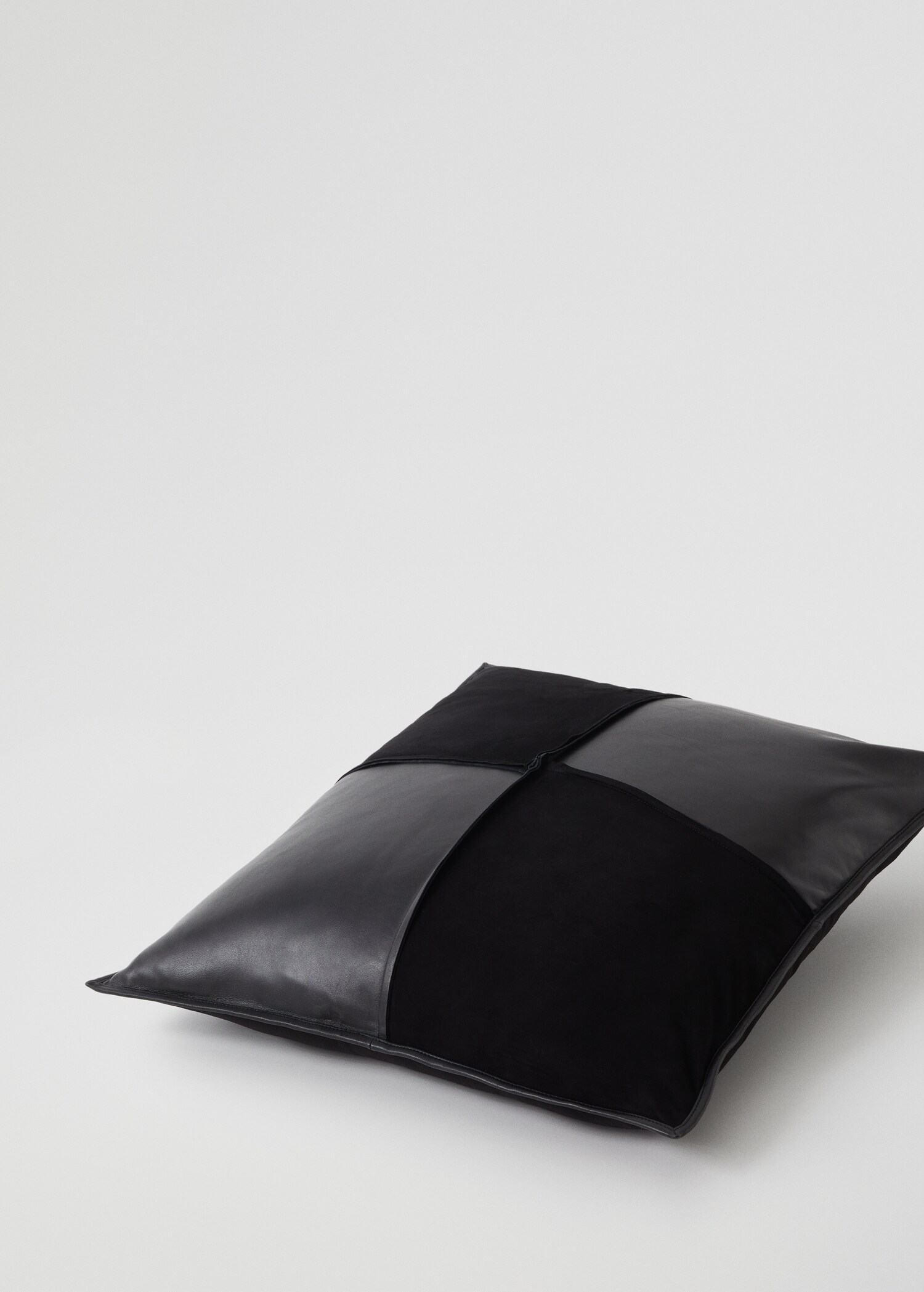 Mixed leather cushion cover 60x60cm - Medium plane