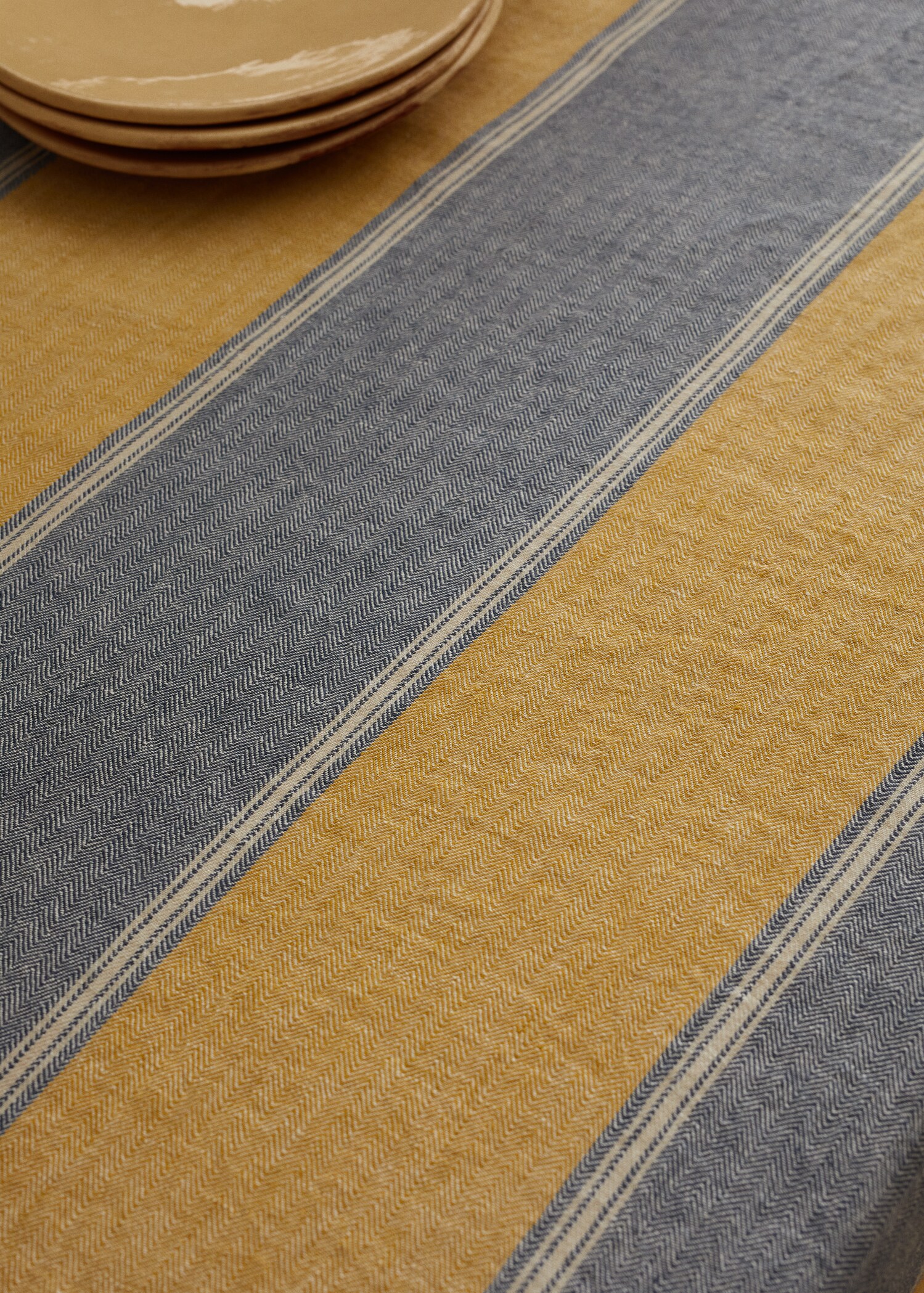 Tischdecke aus 100 % Leinen mit Streifenmuster 250 x 150 cm - Detail des Artikels 2