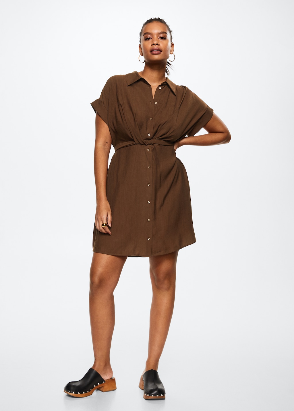 Mango bow shirt dress sale