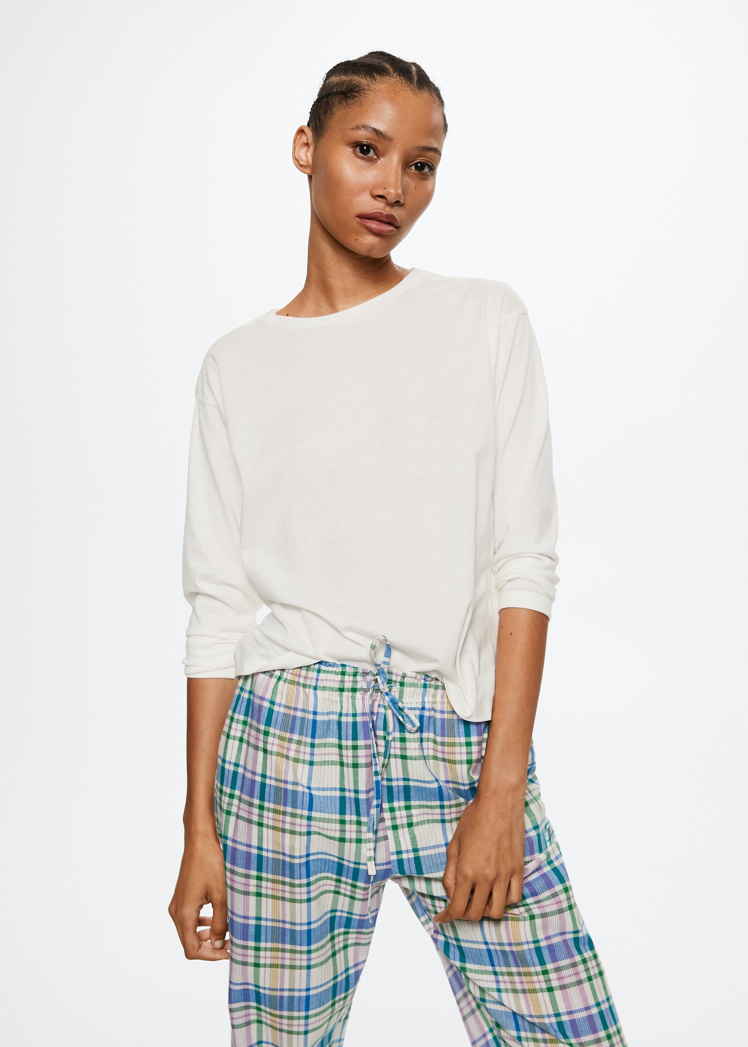 Pyjama coton carreaux - Plan moyen