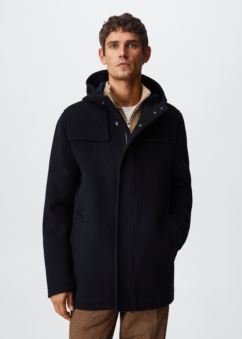 Mango hooded sales wool coat
