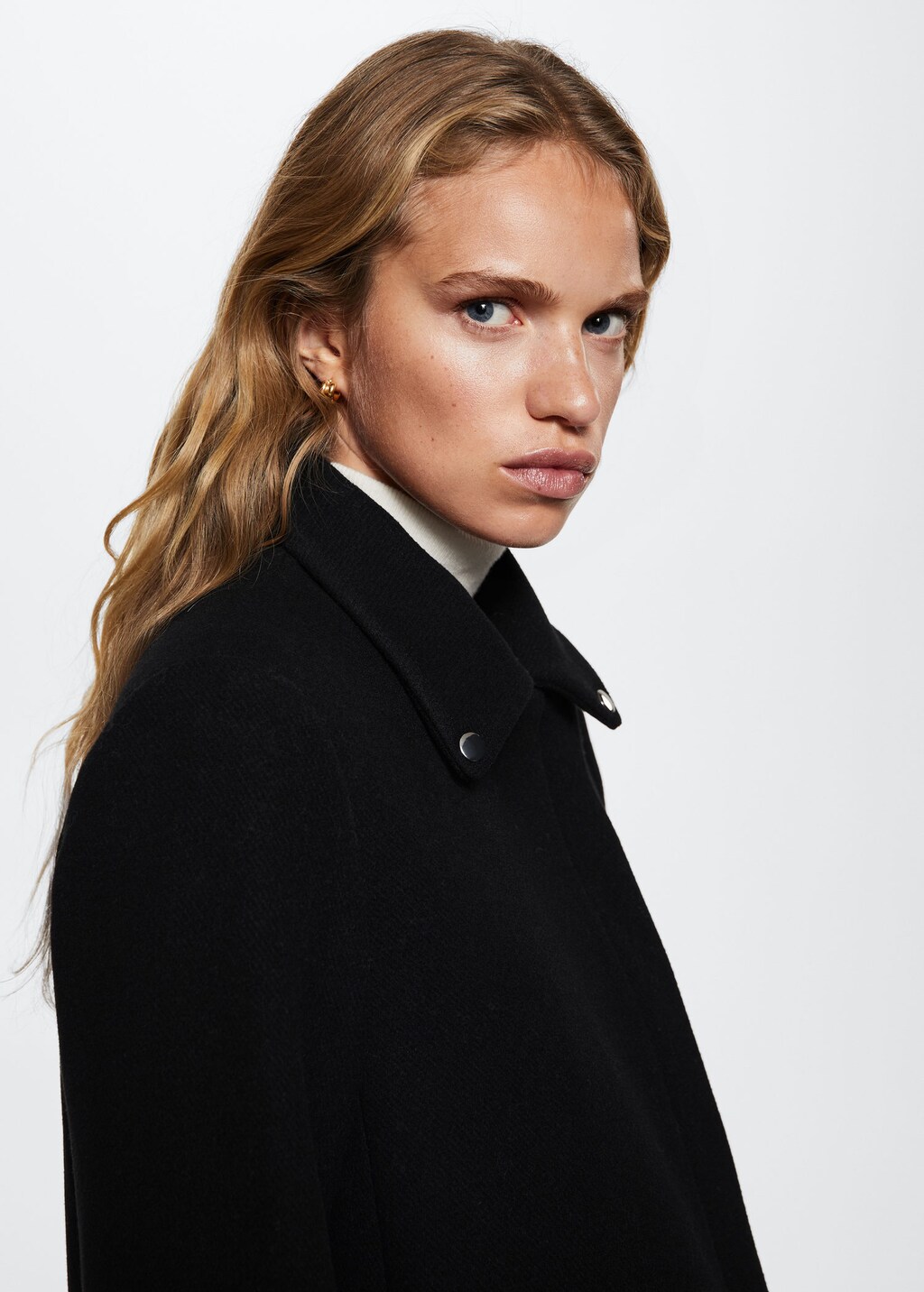 Biker top wool coat