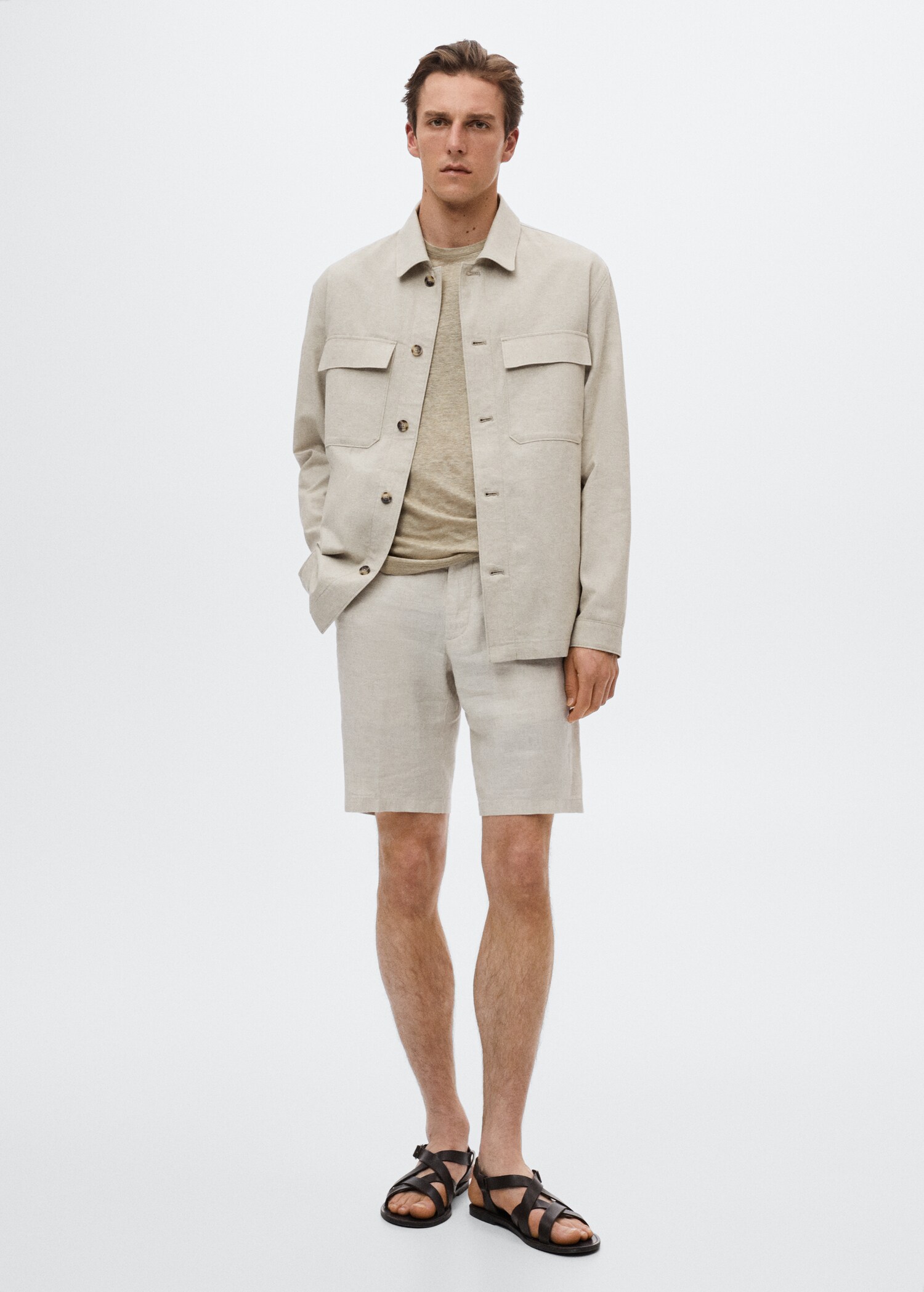 Linen overshirt with pockets - General plane