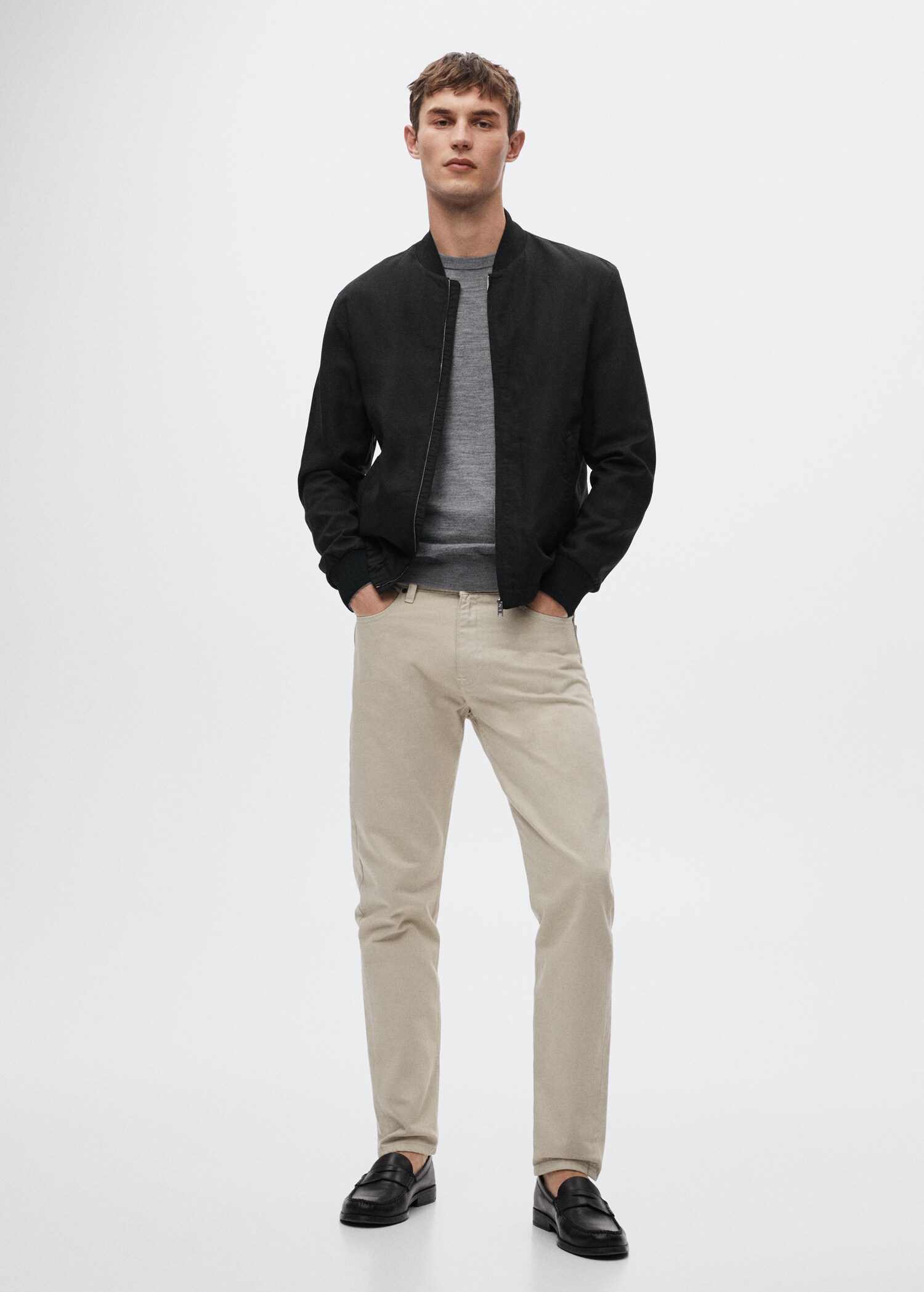 Chaqueta bomber lino Tencel - Plano general