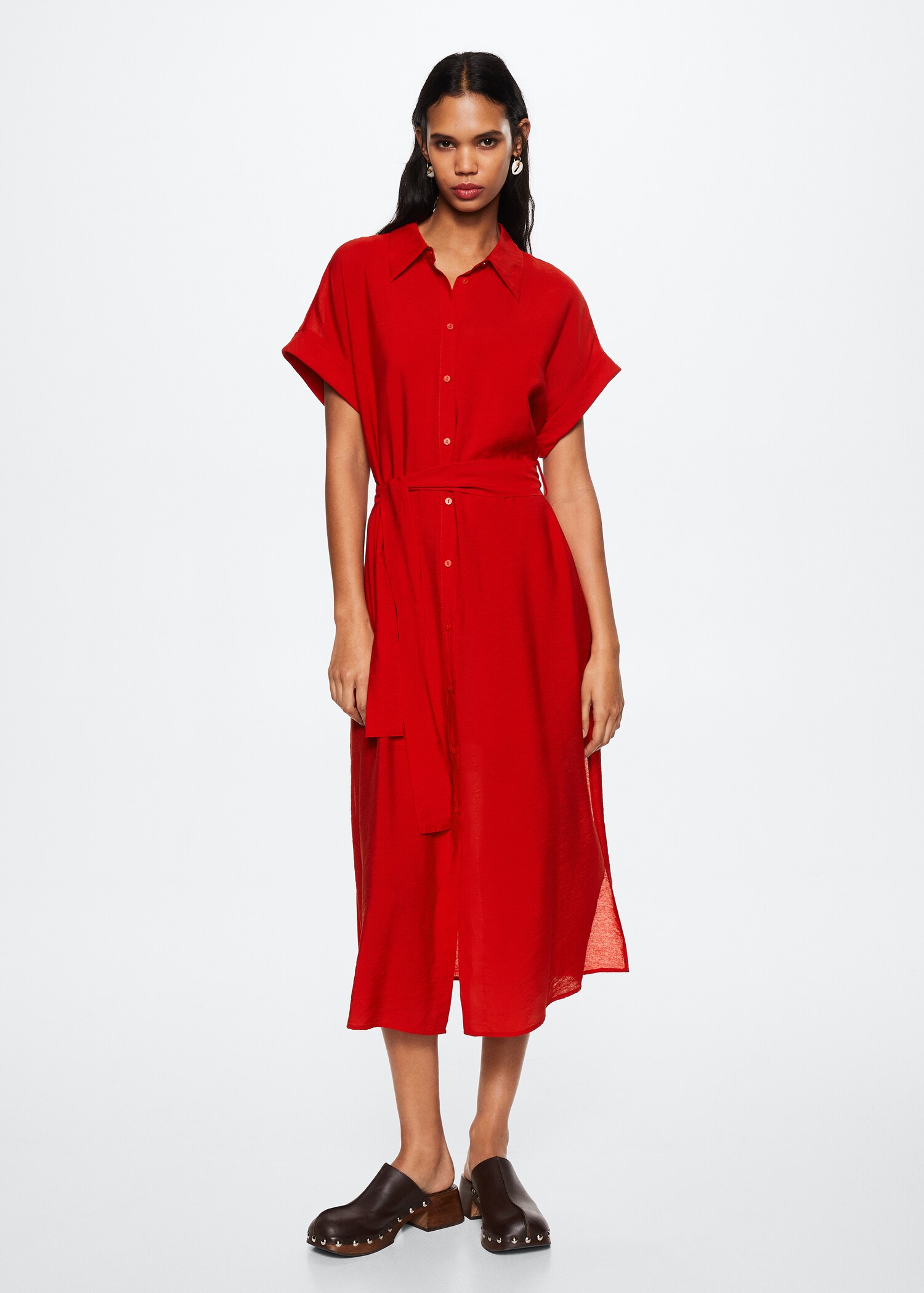 Vestido camisero cinturón - Plano general