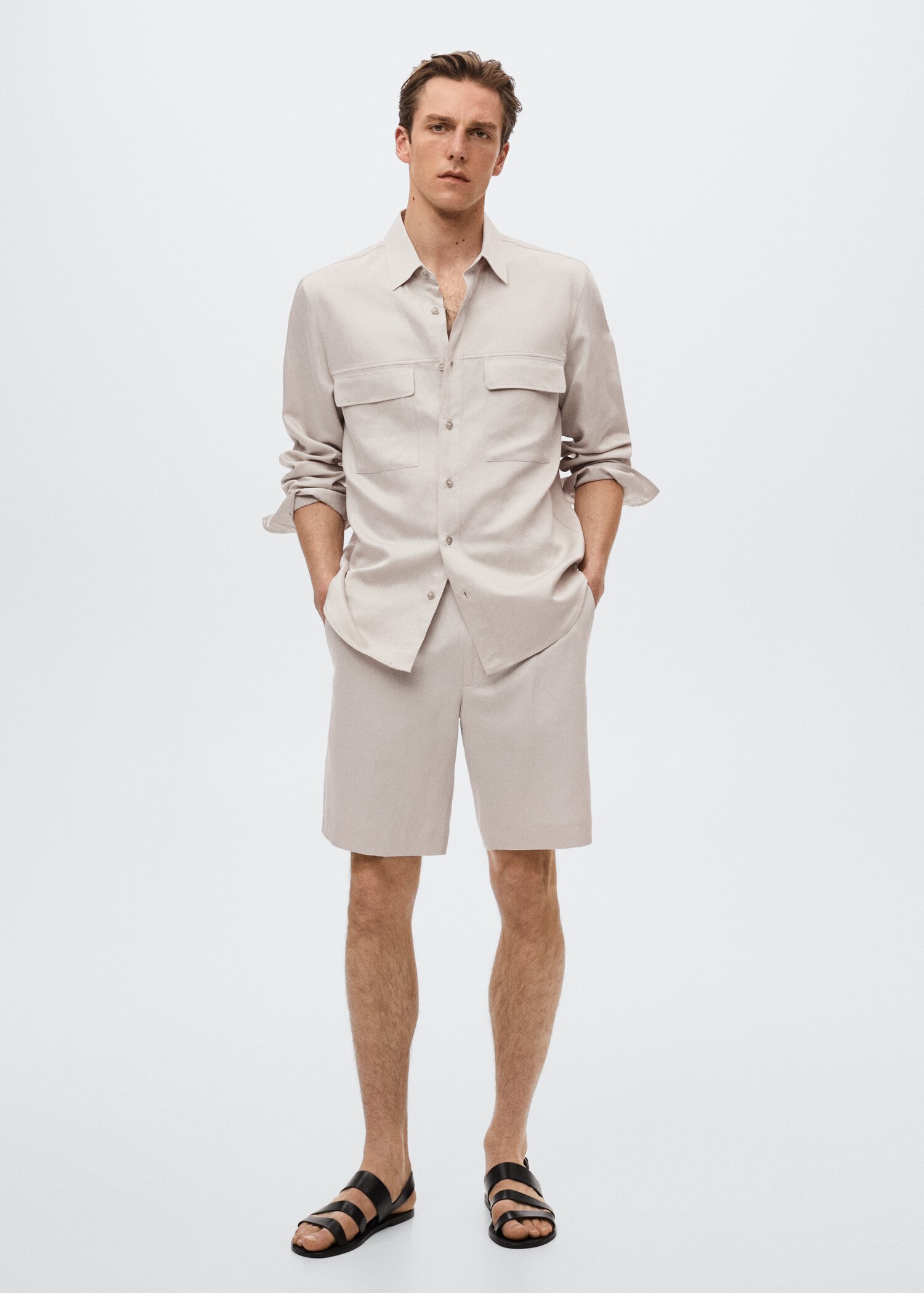 Linen lyocell Bermuda shorts - General plane