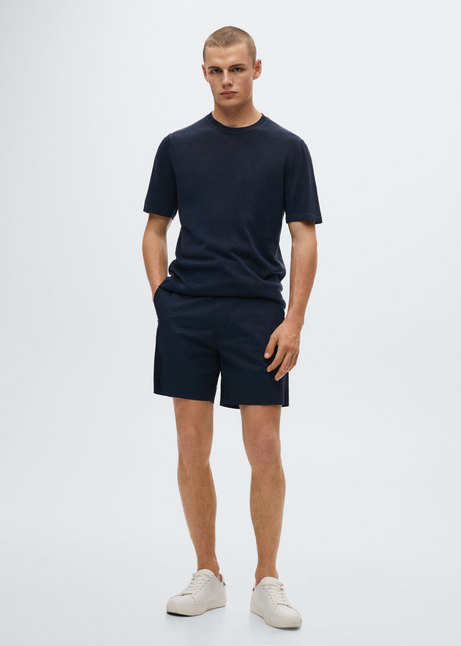 Stretch cotton bermuda shorts - General plane