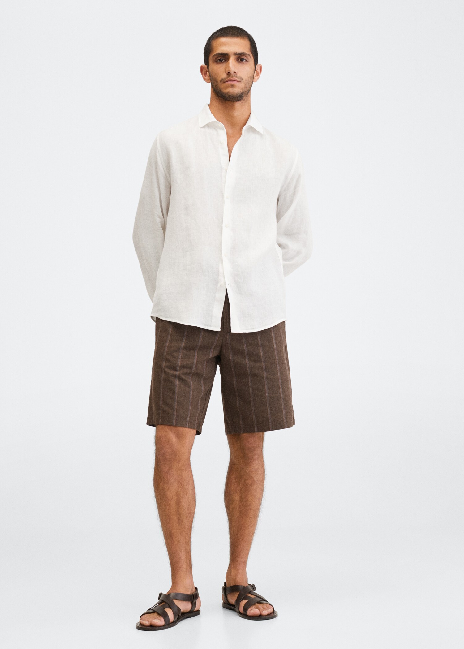 Regular-fit 100% linen shirt - General plane