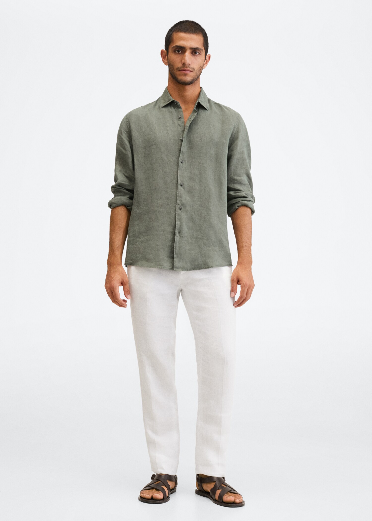 Regular-fit 100% linen shirt - General plane