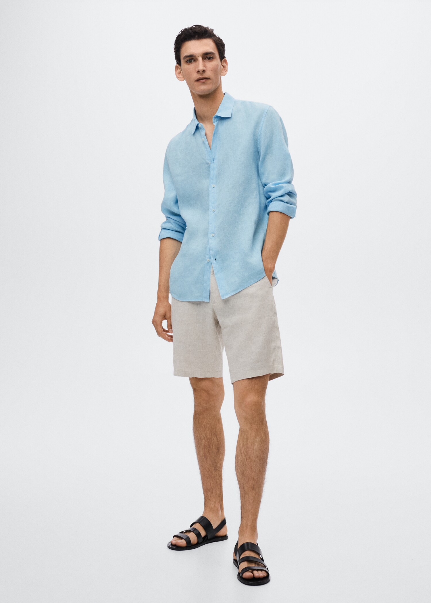 Regular-fit 100% linen shirt - General plane