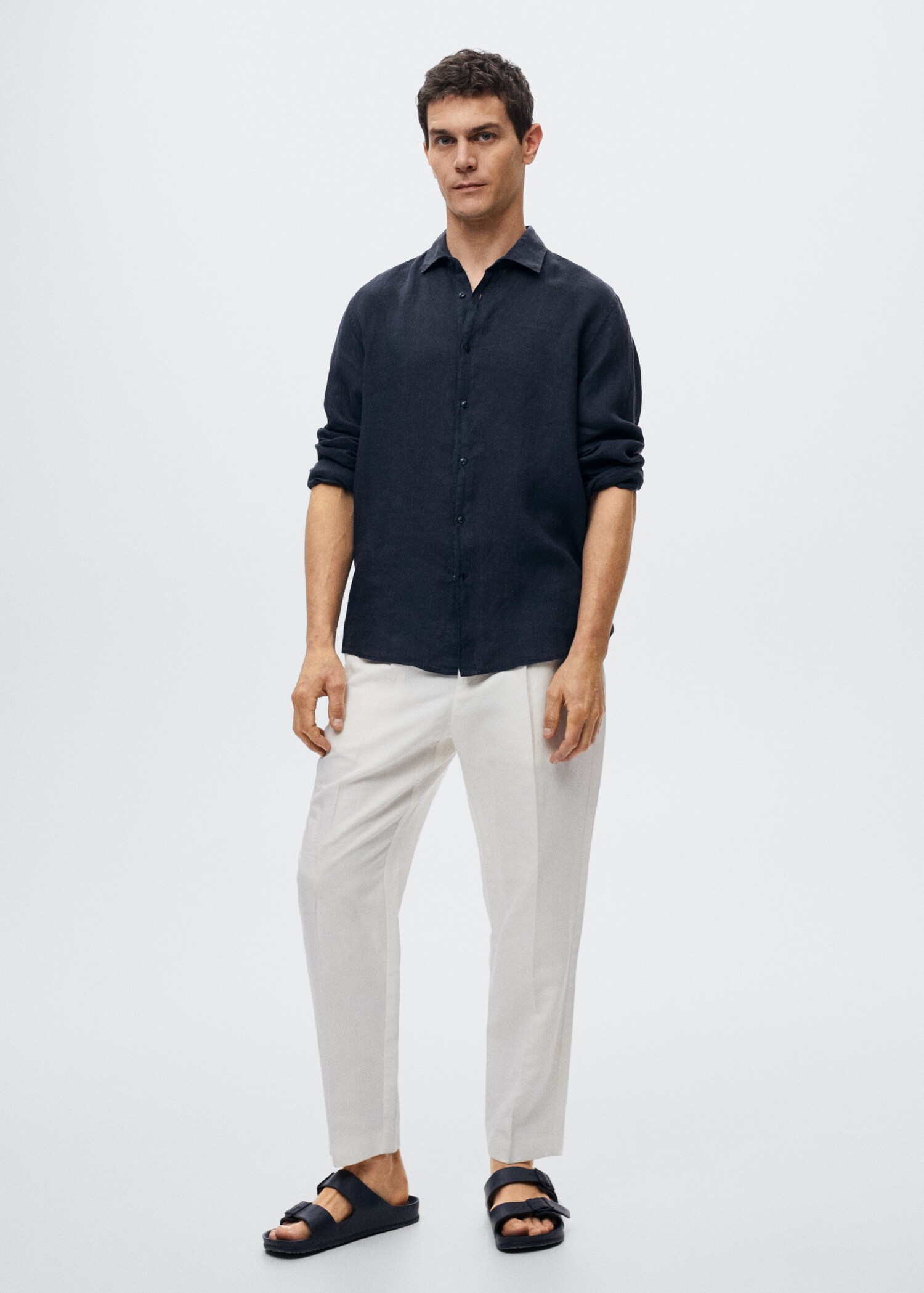 Regular-fit 100% linen shirt - General plane