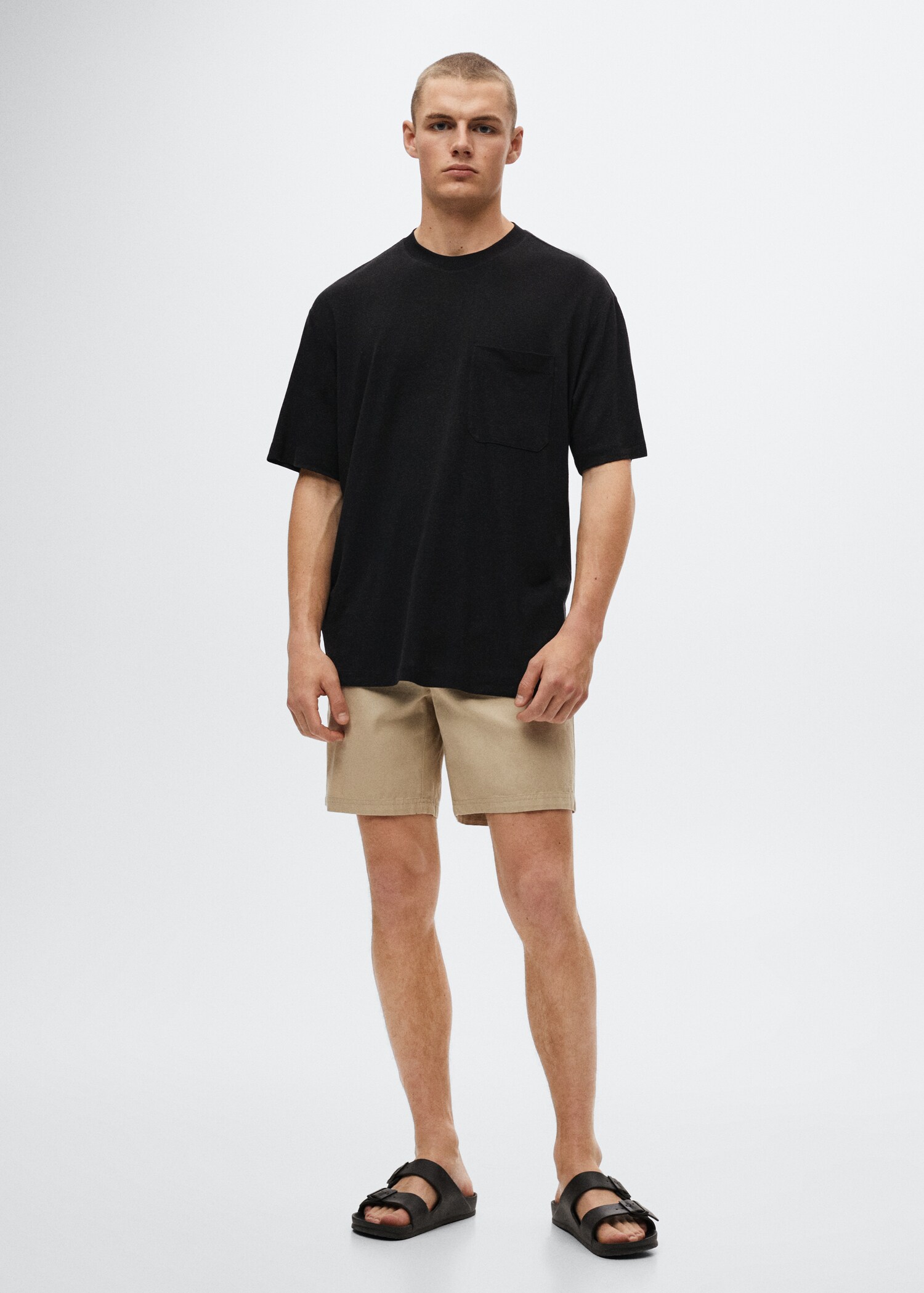 Linen-blend flowy T-shirt - General plane