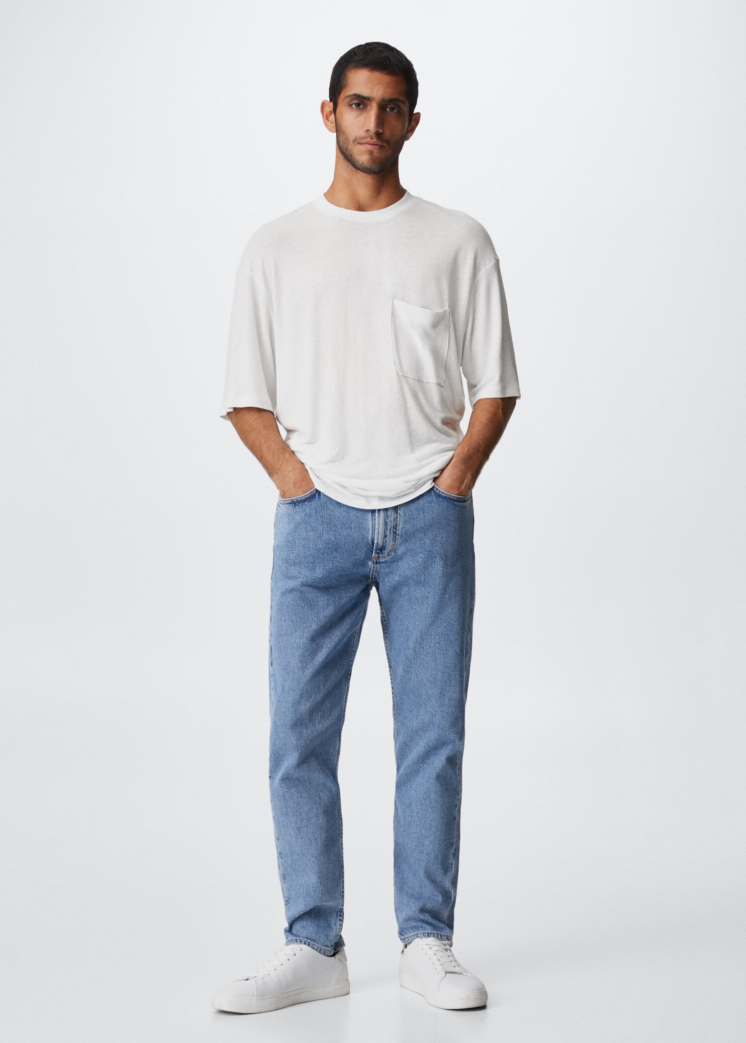 Linen-blend flowy T-shirt - General plane