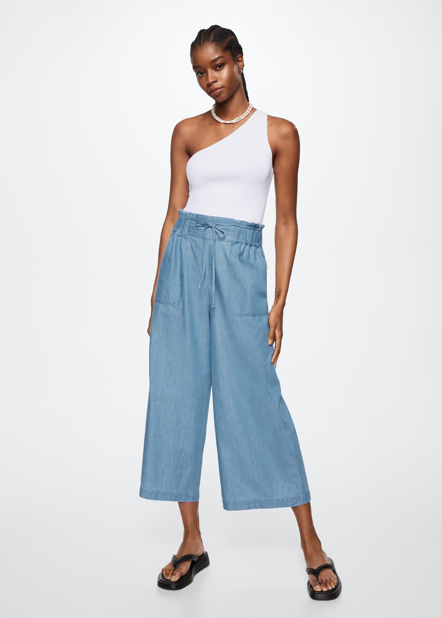 Belt cotton-blend trousers - General plane