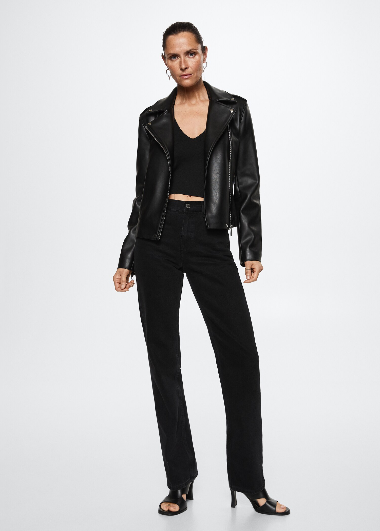 Leather-effect biker jacket - General plane