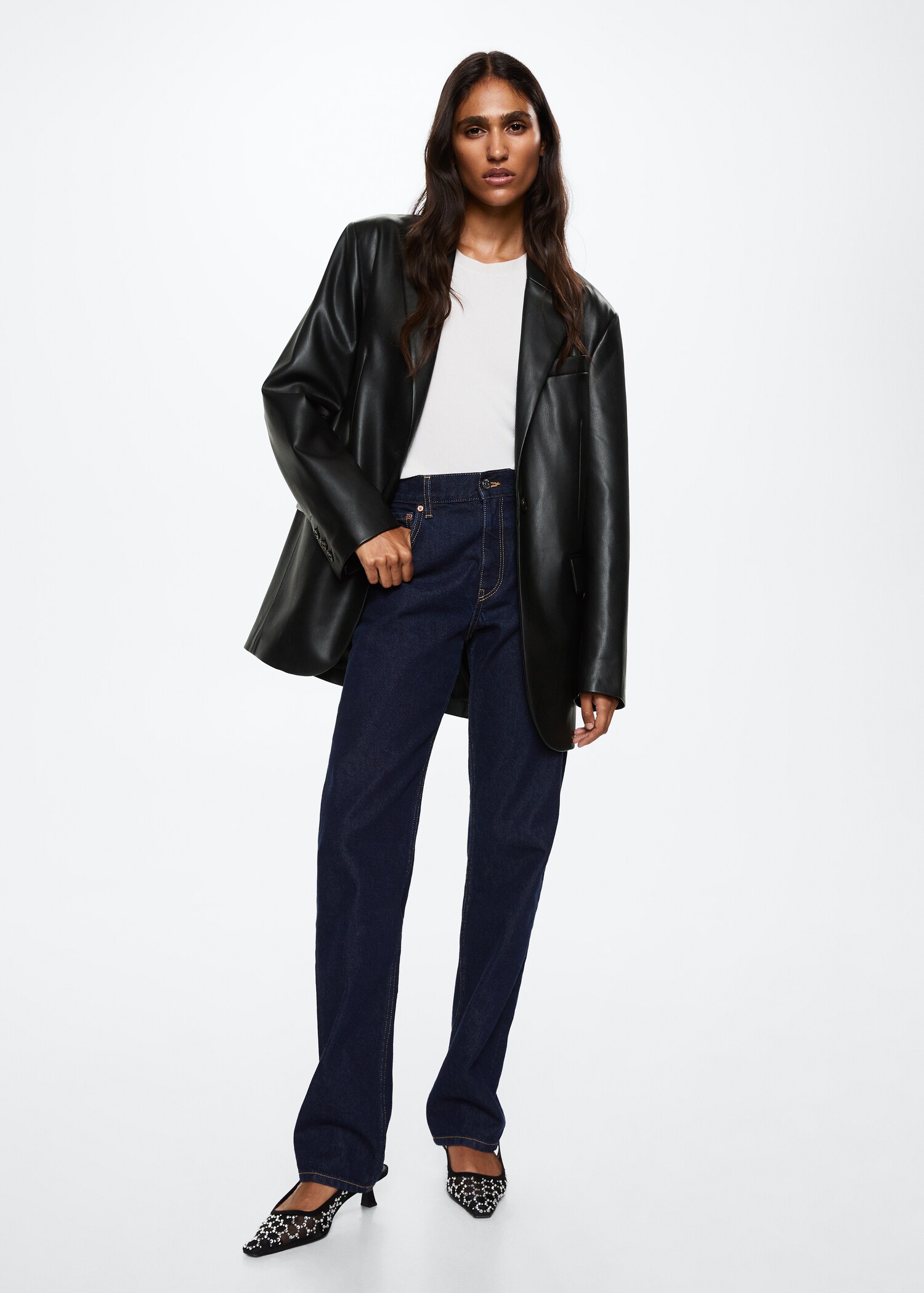 Leather-effect oversized blazer - General plane