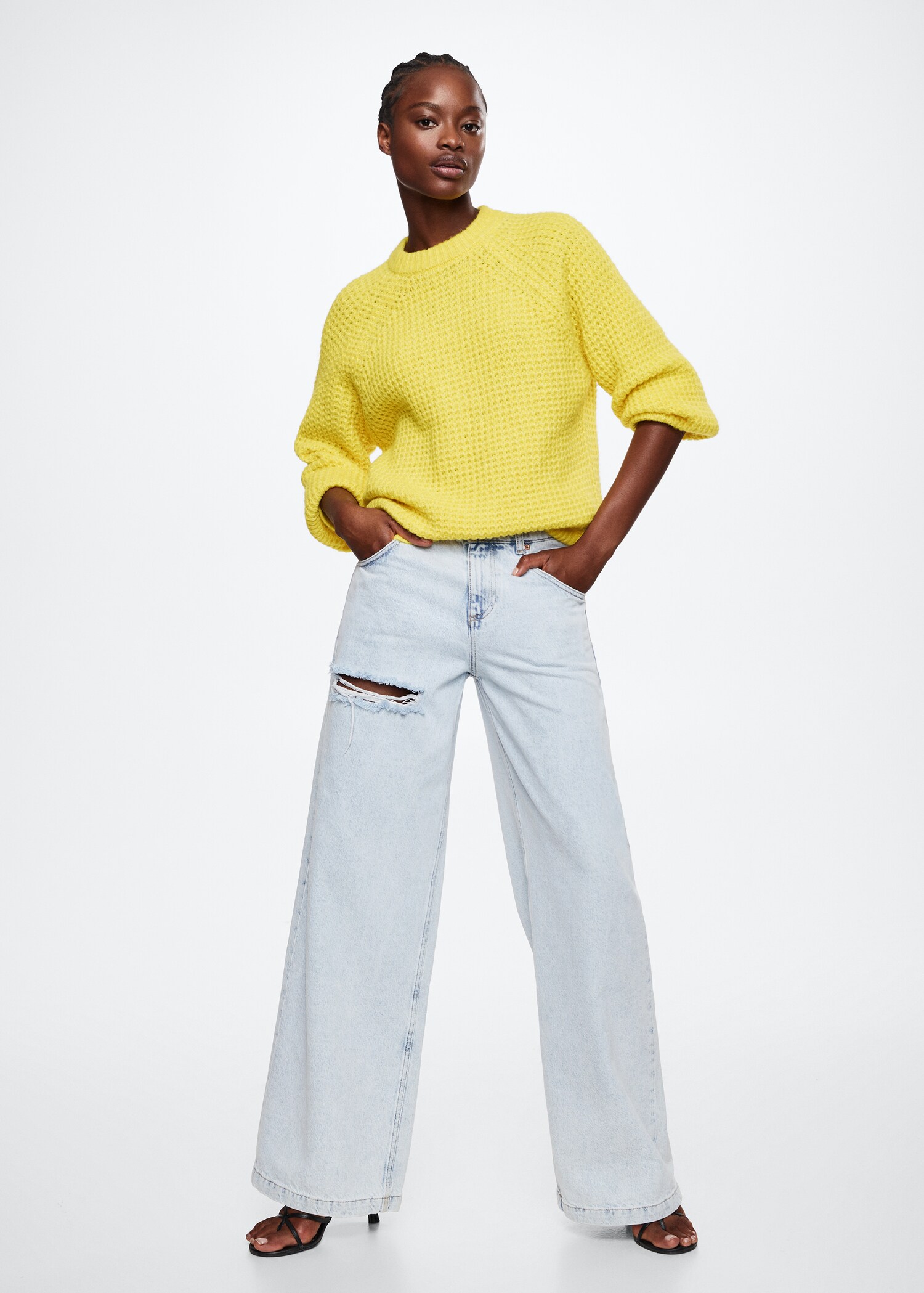 Pulover oversize din tricot cu punct leneș - Plan general
