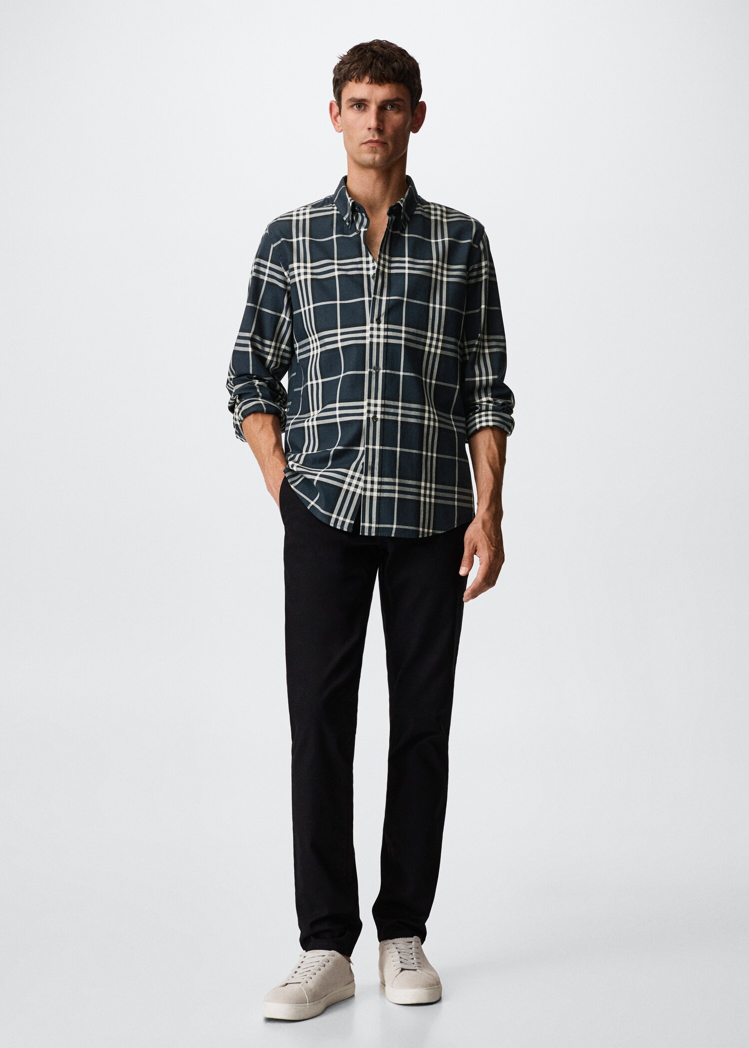 Camisa slim fit algodón cuadros - Plano general