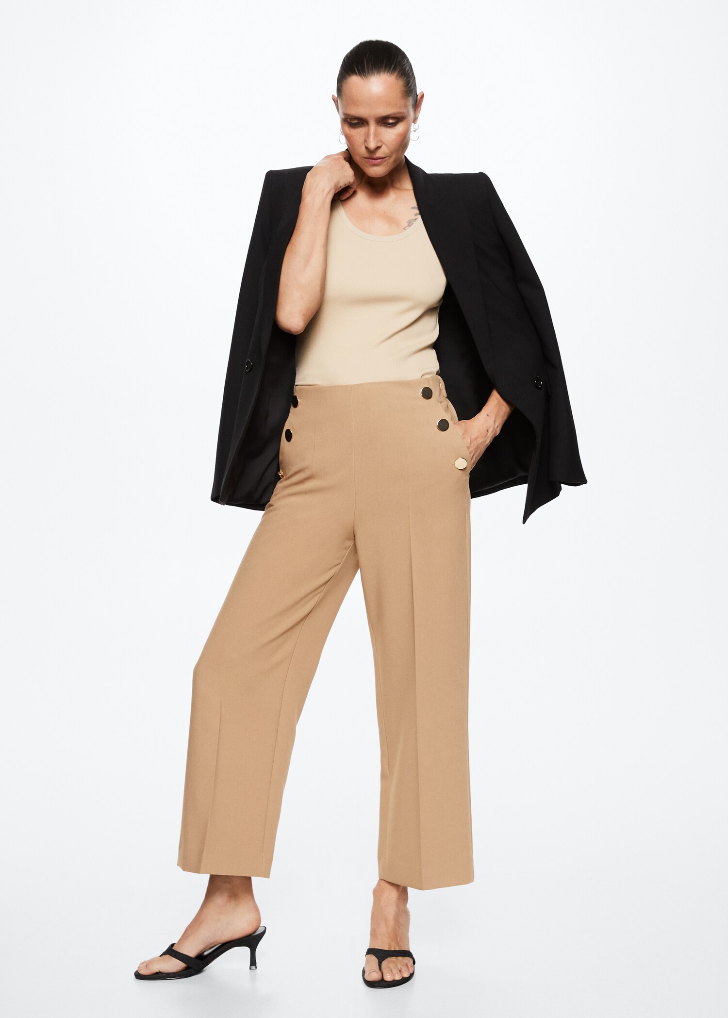 Cropped button trousers - General plane