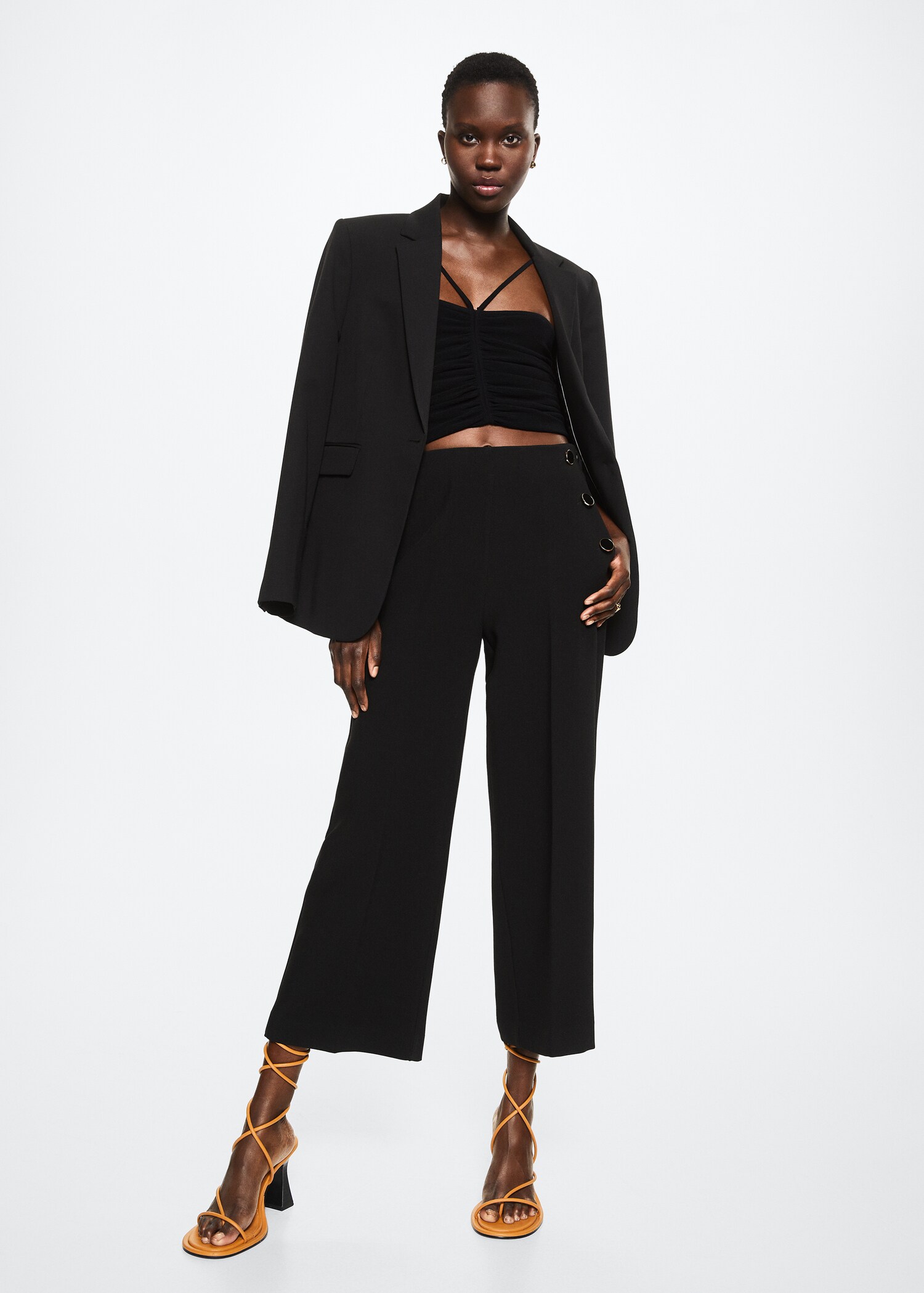 Cropped button trousers - General plane