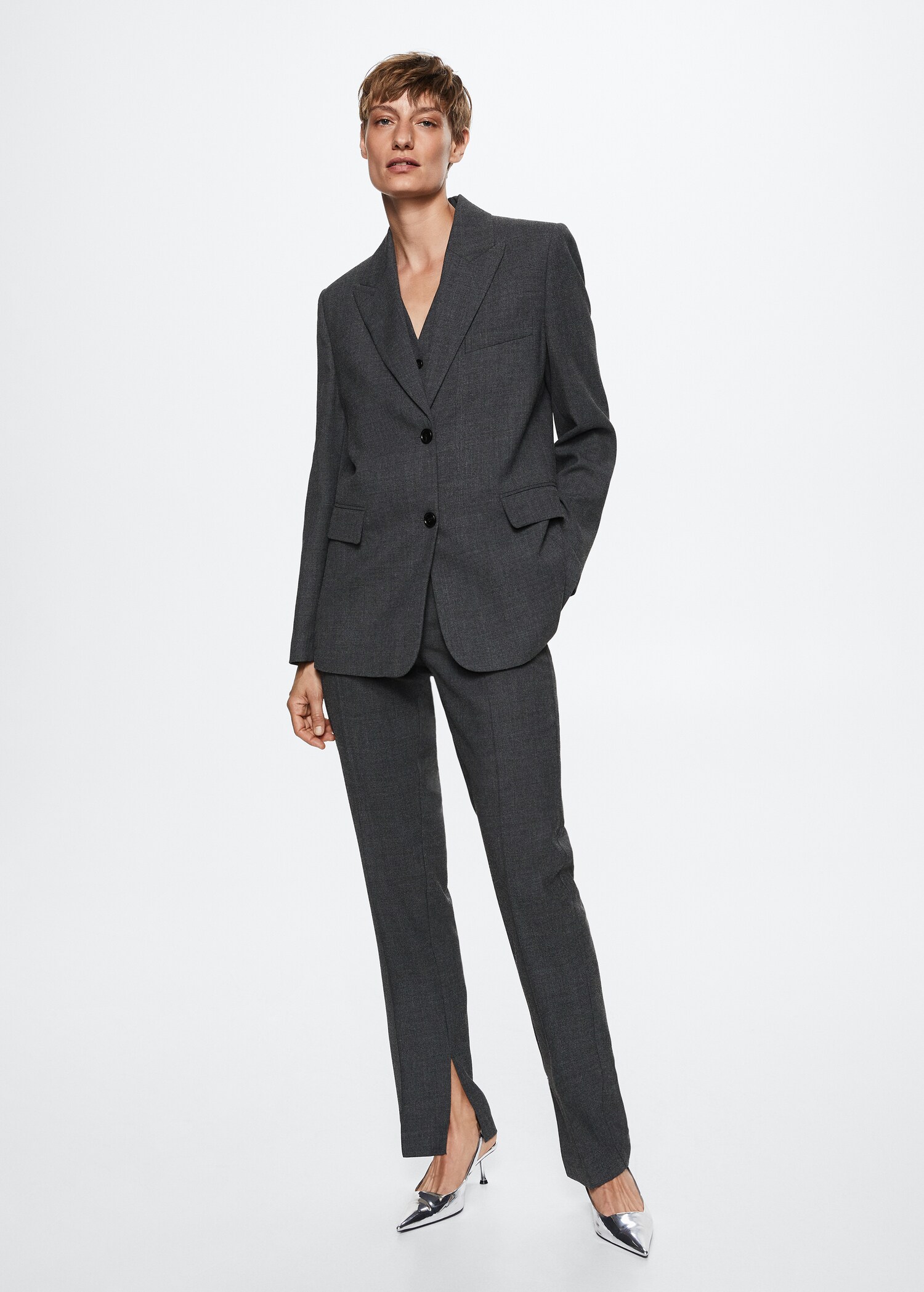 Structured wool suit blazer - General plane