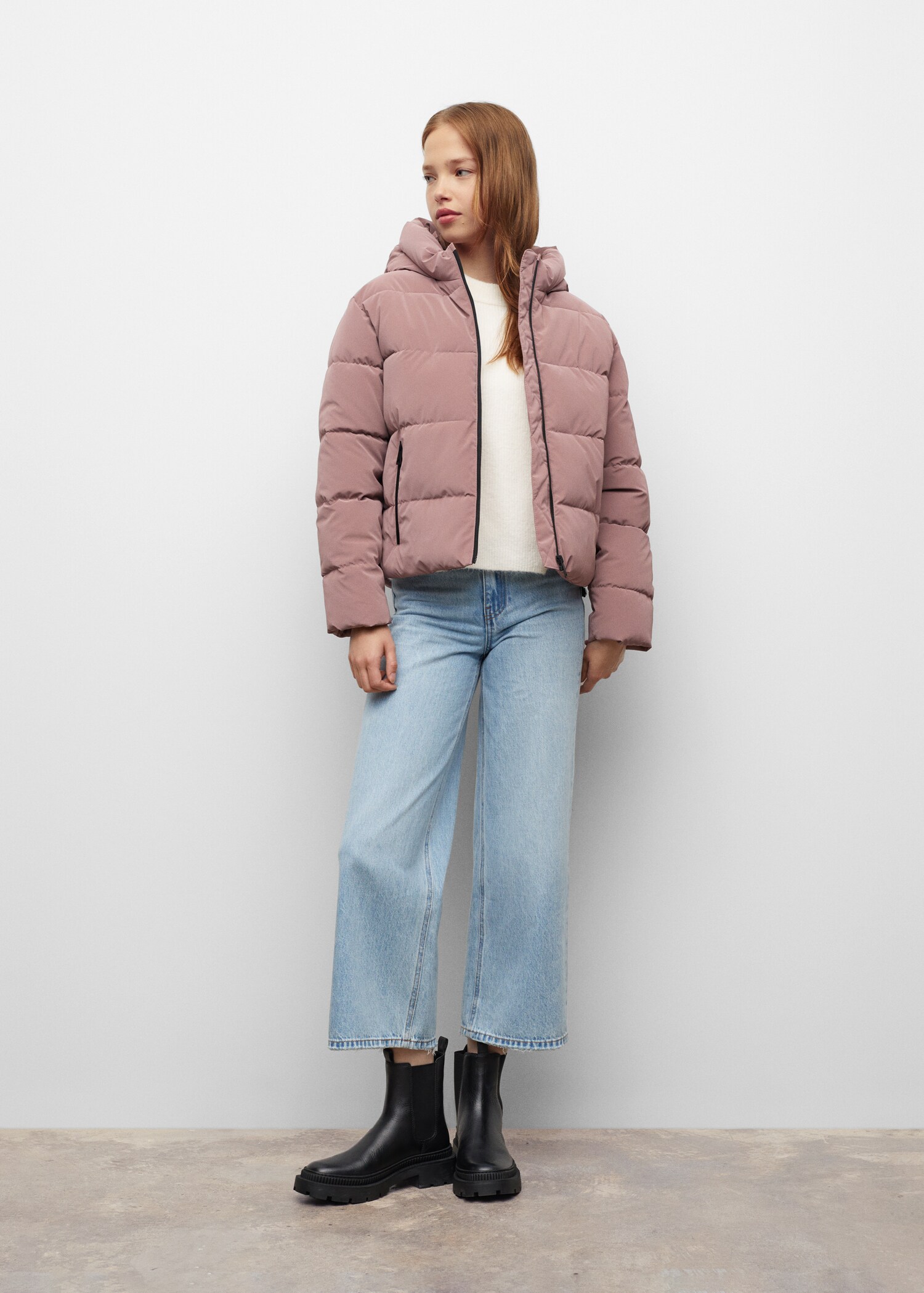 Side-zip quilted coat - General plane