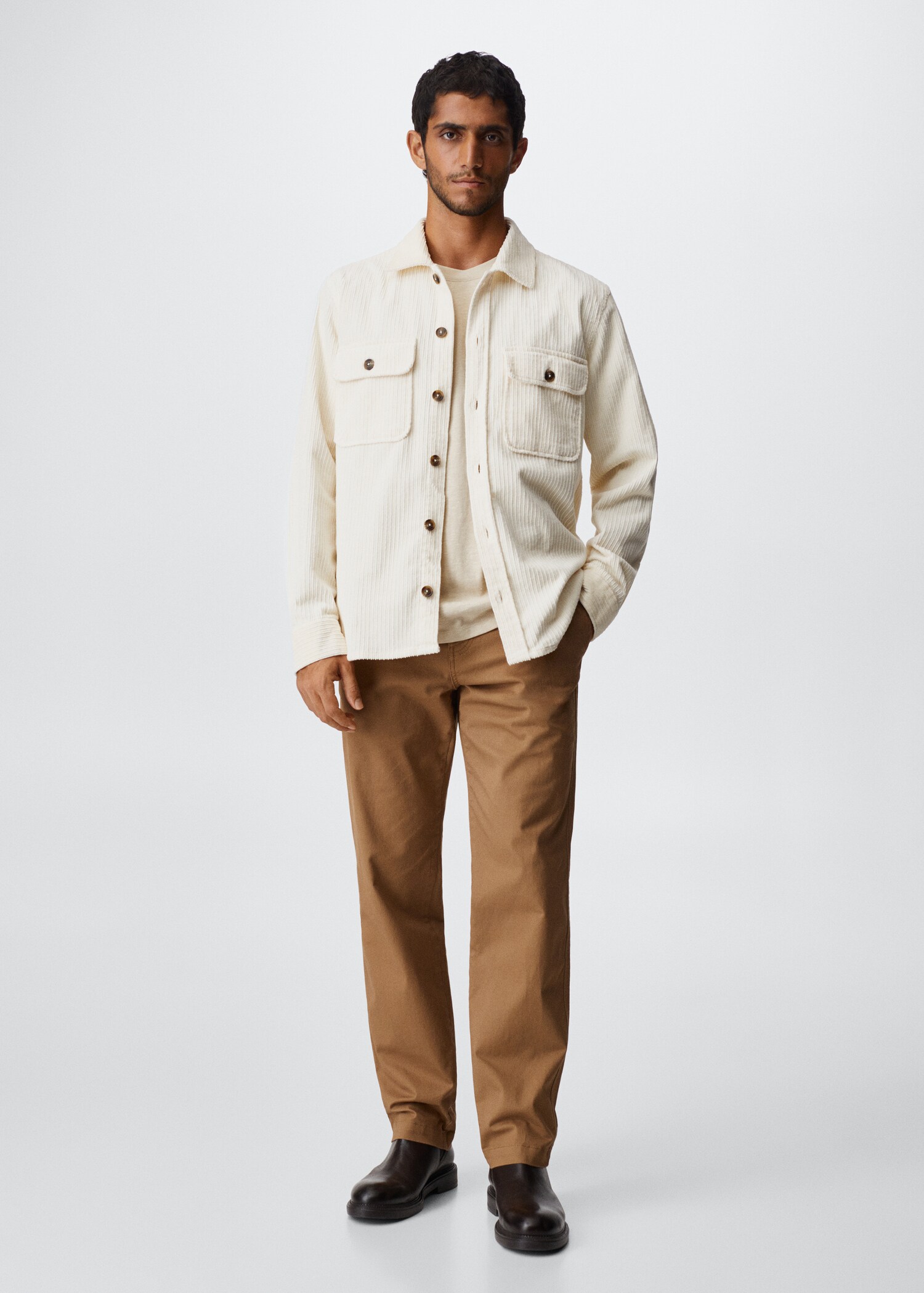Corduroy pockets overshirt  - General plane