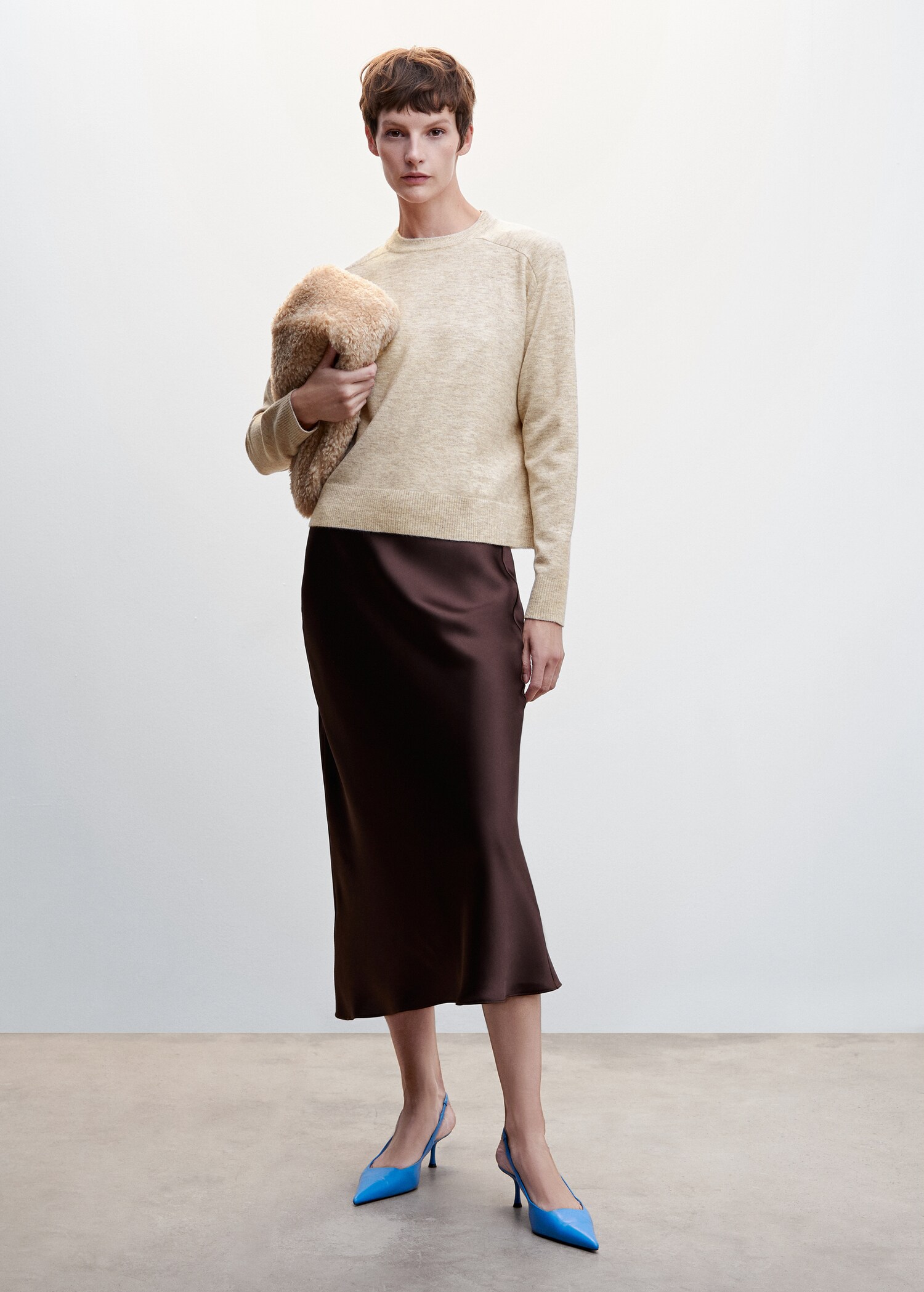 Cotton-linen round-neck knitted sweater - General plane