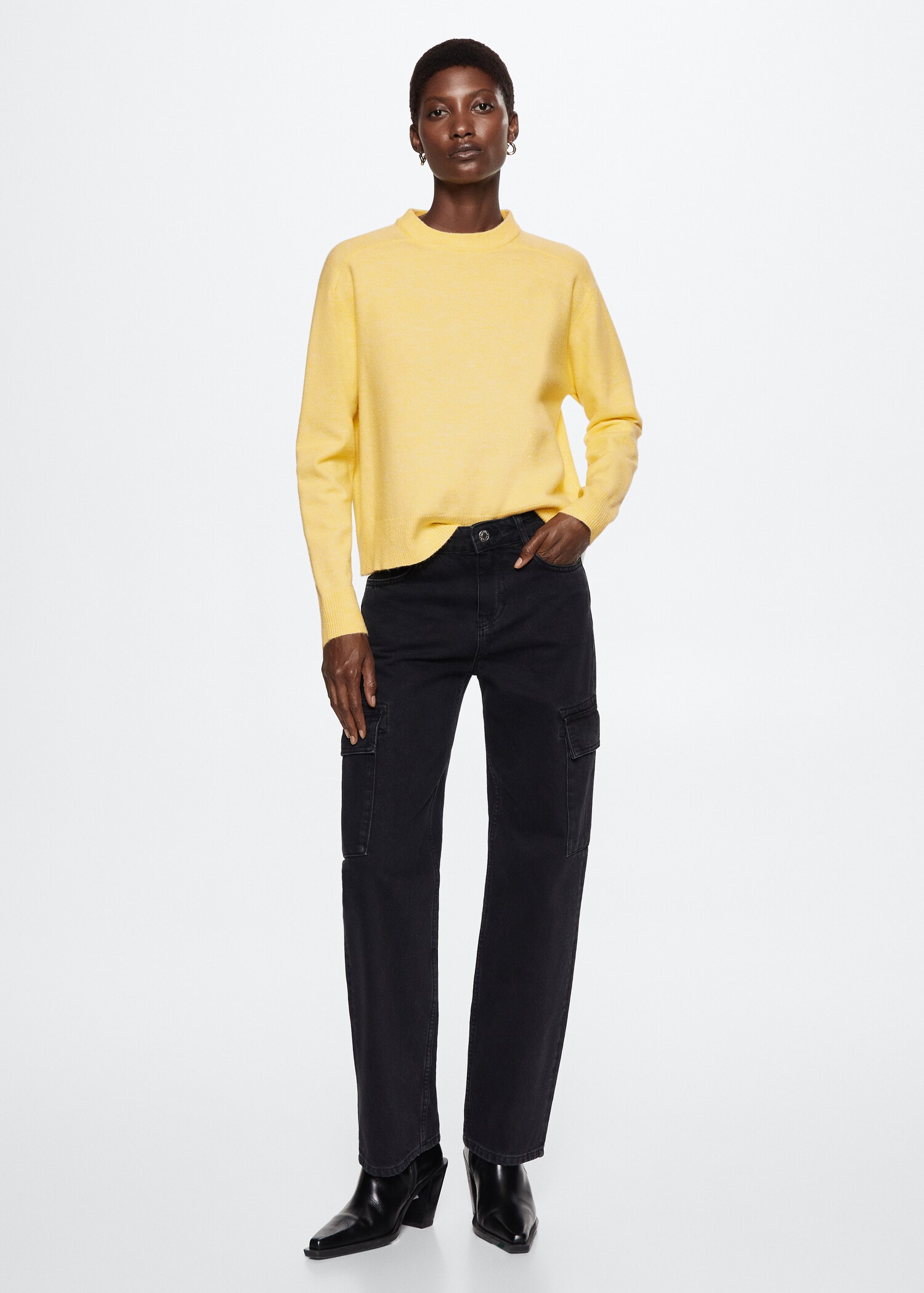 Cotton-linen round-neck knitted sweater - General plane