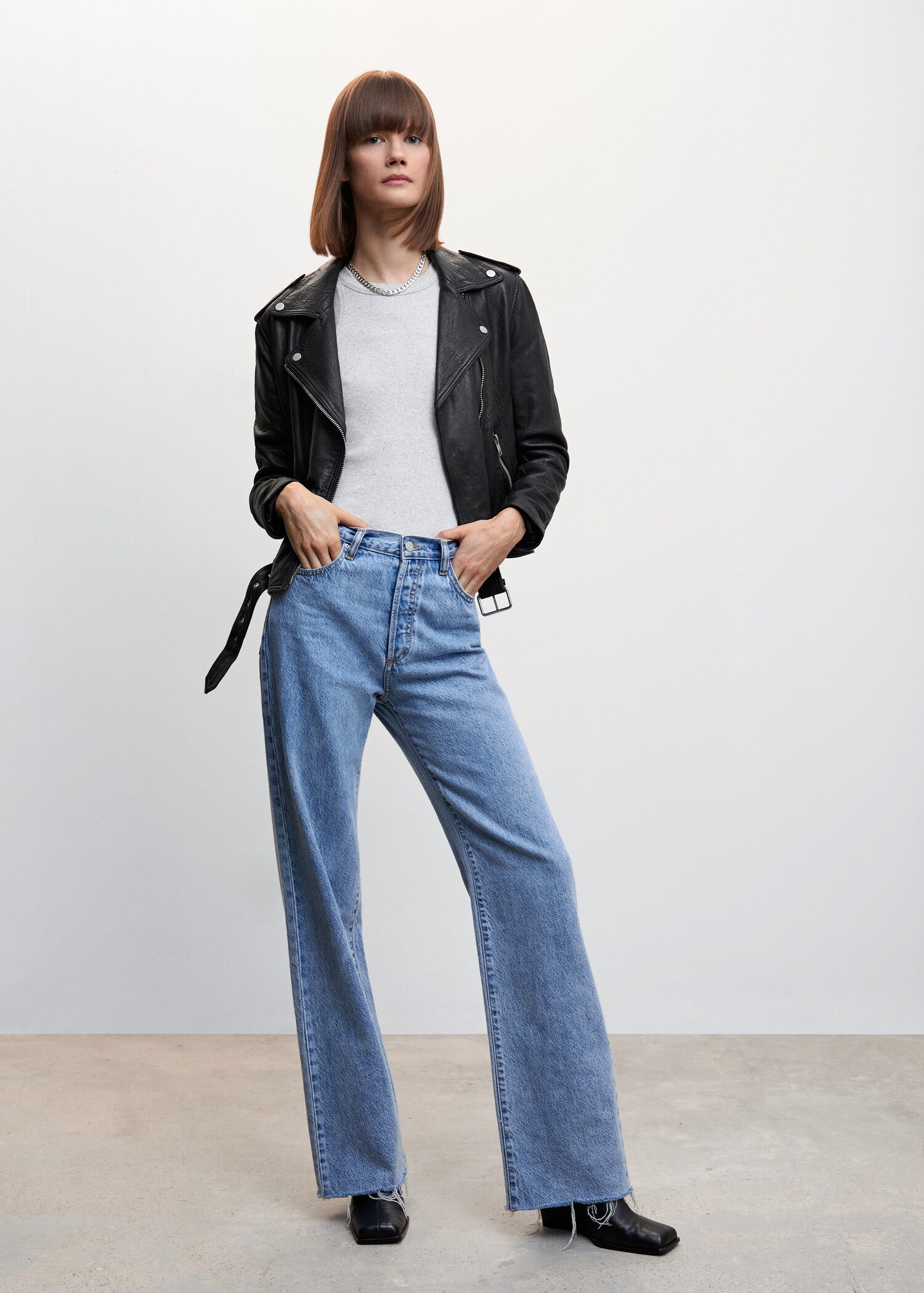 Leather biker jacket - General plane