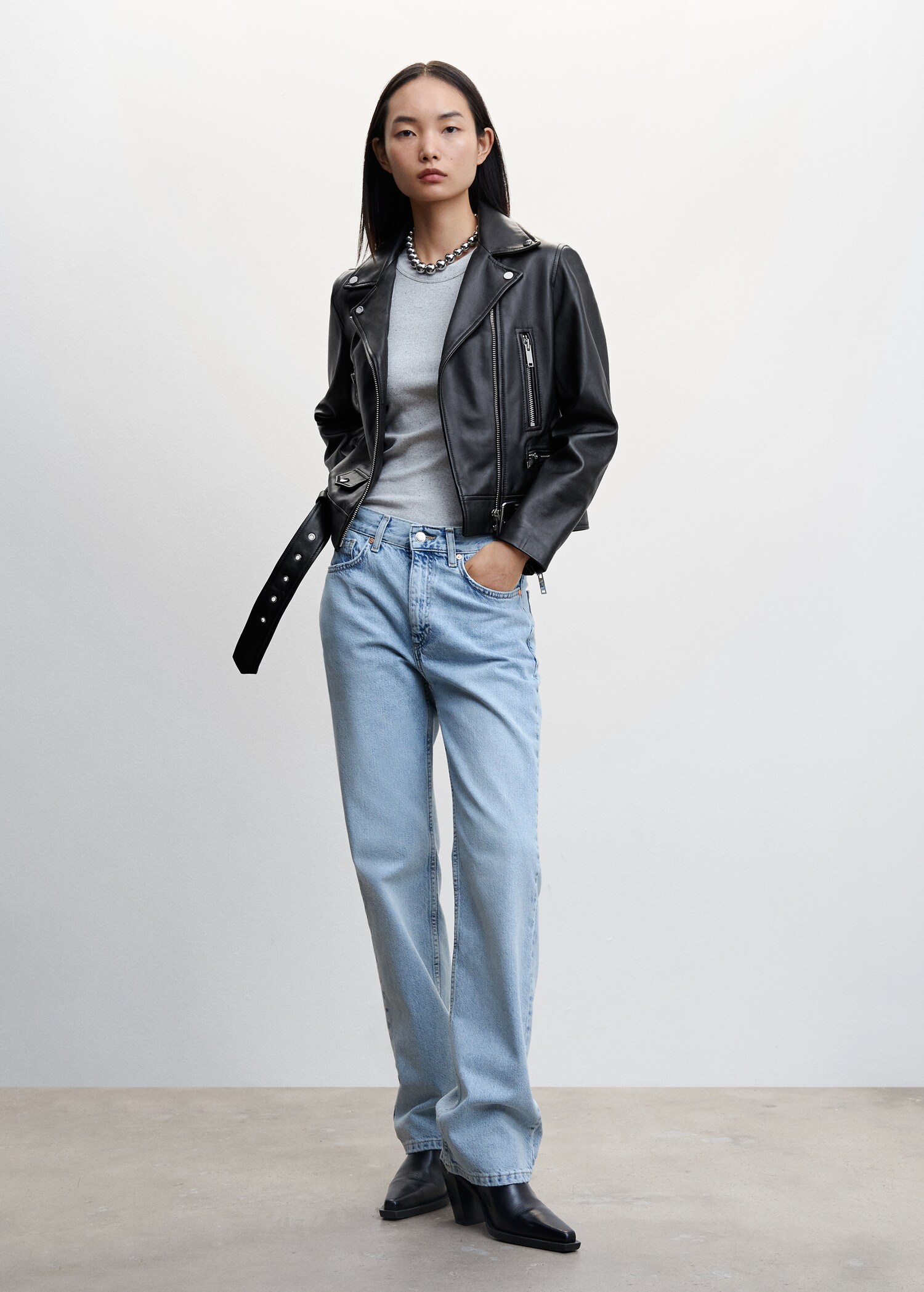 Leather biker jacket - General plane