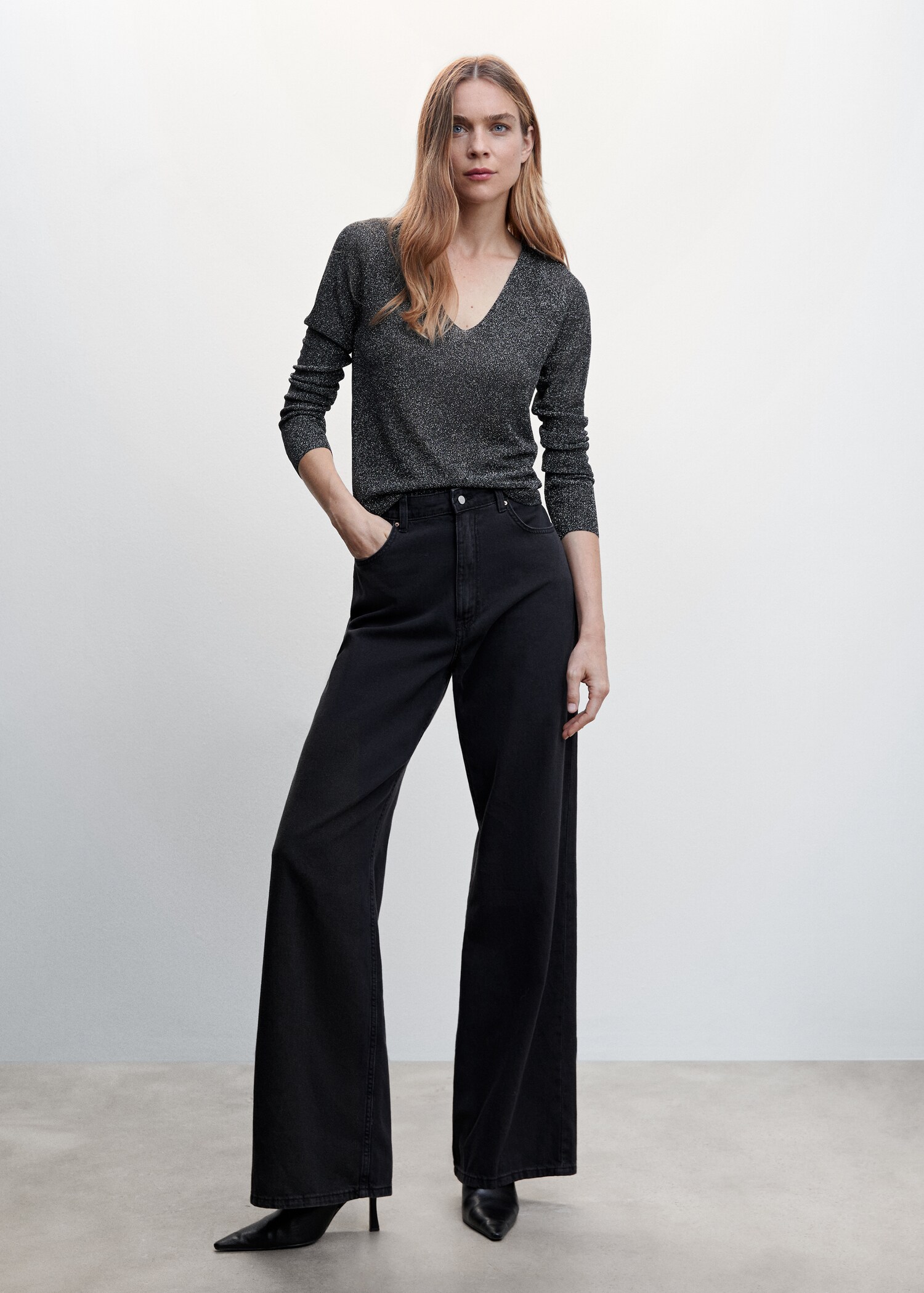 V-neck lurex sweater - General plane