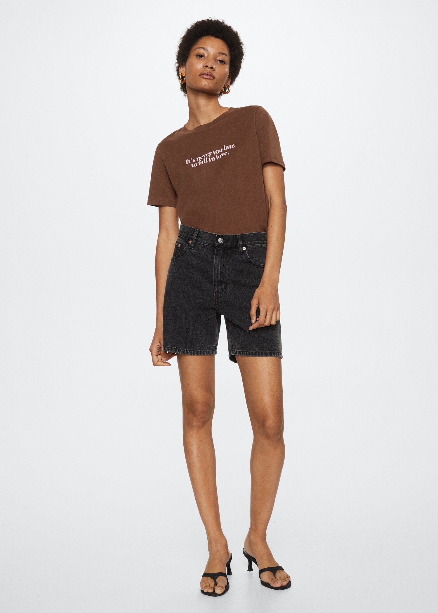 Katoenen T-shirt met boodschap - Overzichtstekening