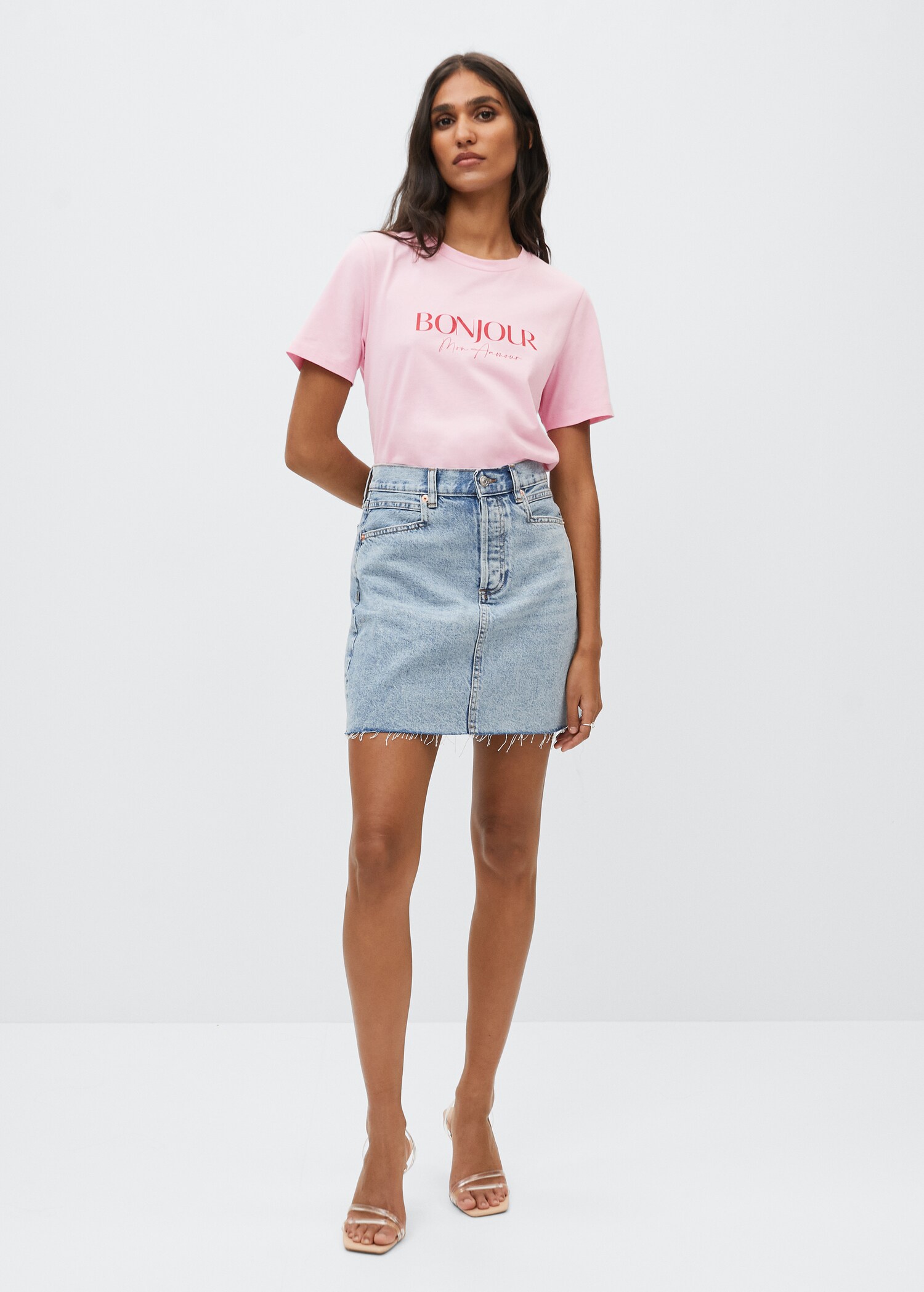 Katoenen T-shirt met boodschap - Overzichtstekening