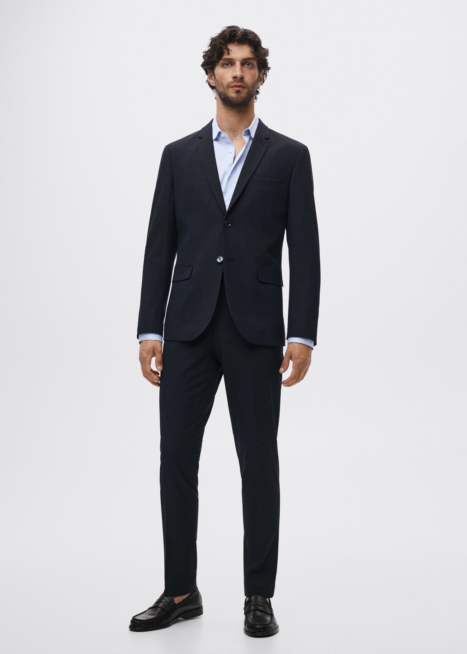 Camisa traje slim fit estructura - Plano general