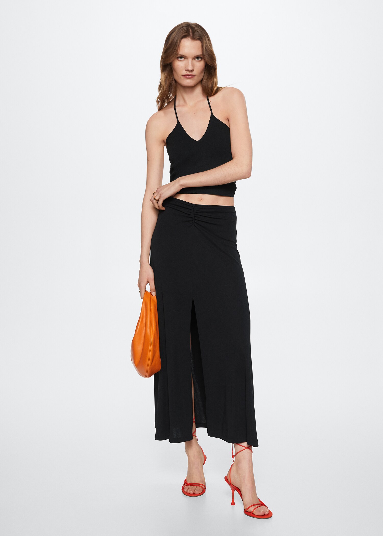 Top cropped de malha - Plano geral