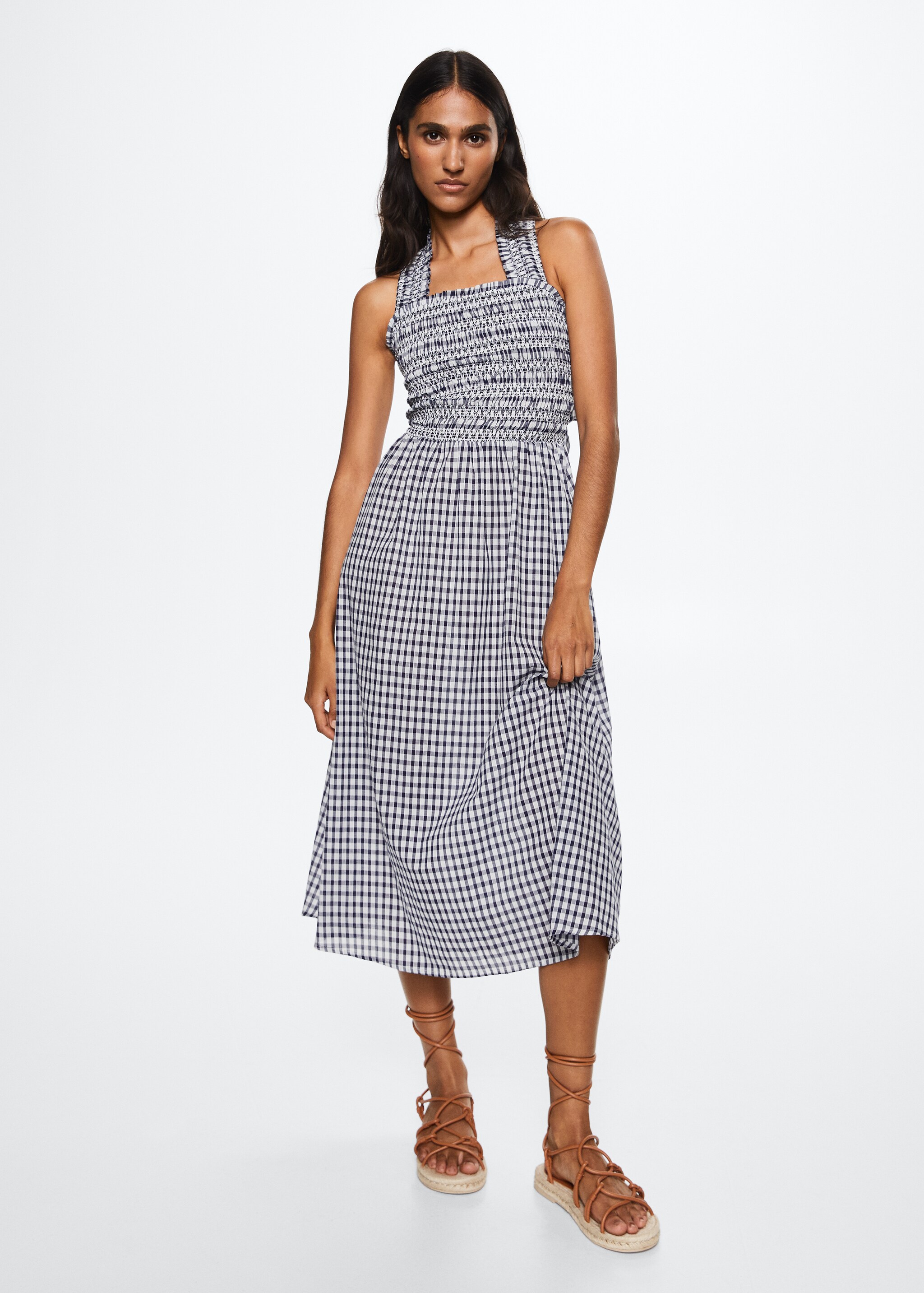 Gingham check cottoned dress - General plane